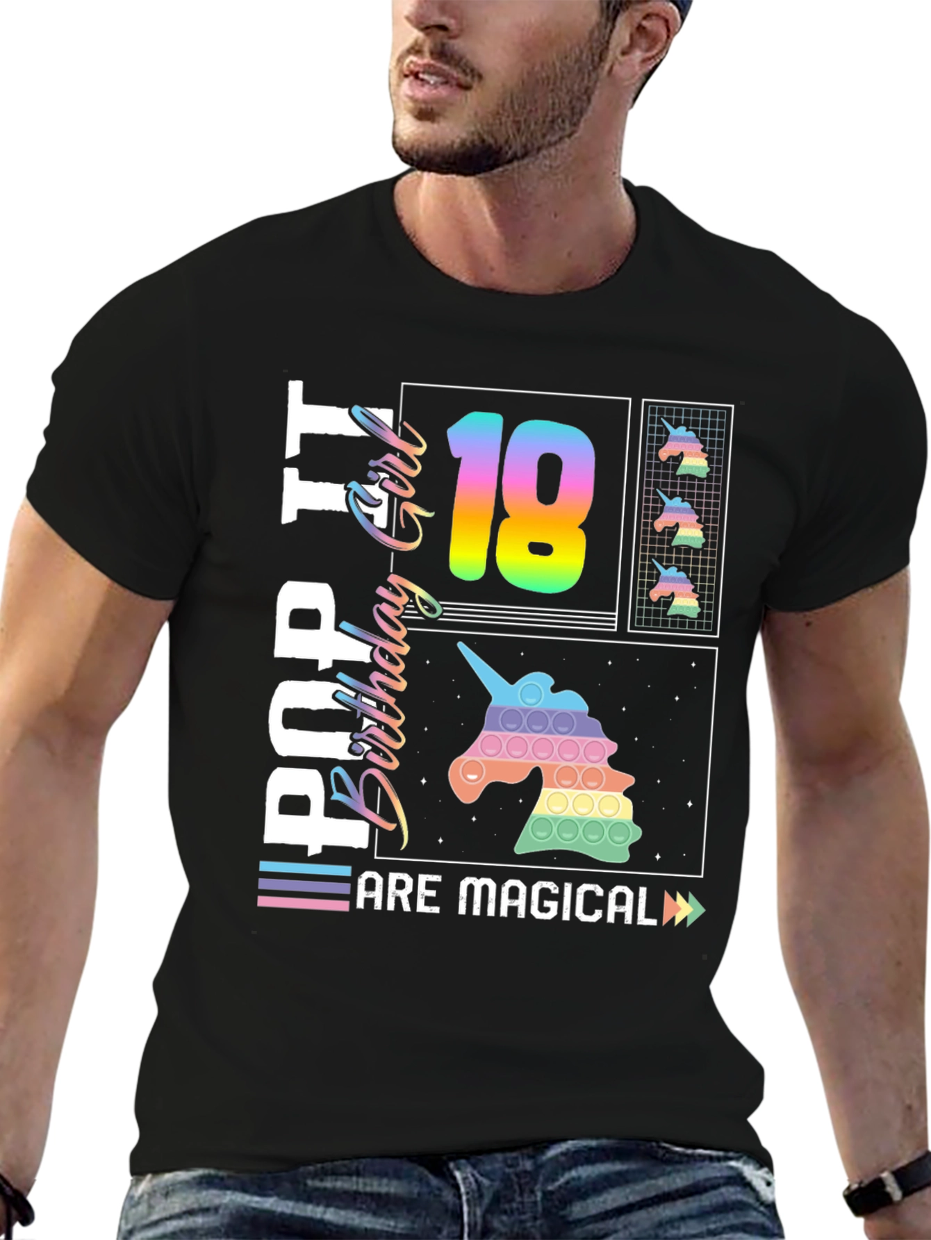 Black Pop It 18th Birthday Girl T-Shirt view 6