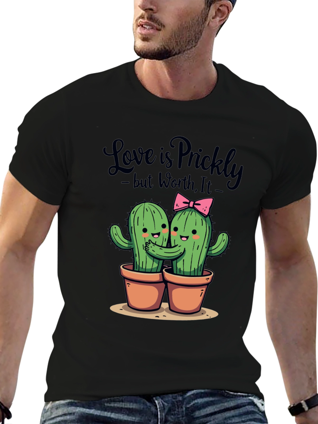 Black Love is Prickly T-Shirt - Cute Cactus Design view 6