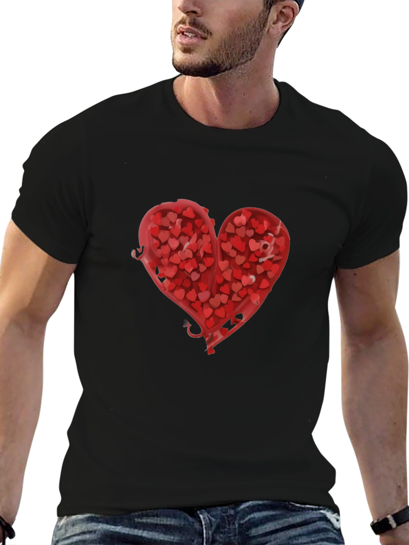 Black Heart Full of Hearts Graphic T-Shirt view 6