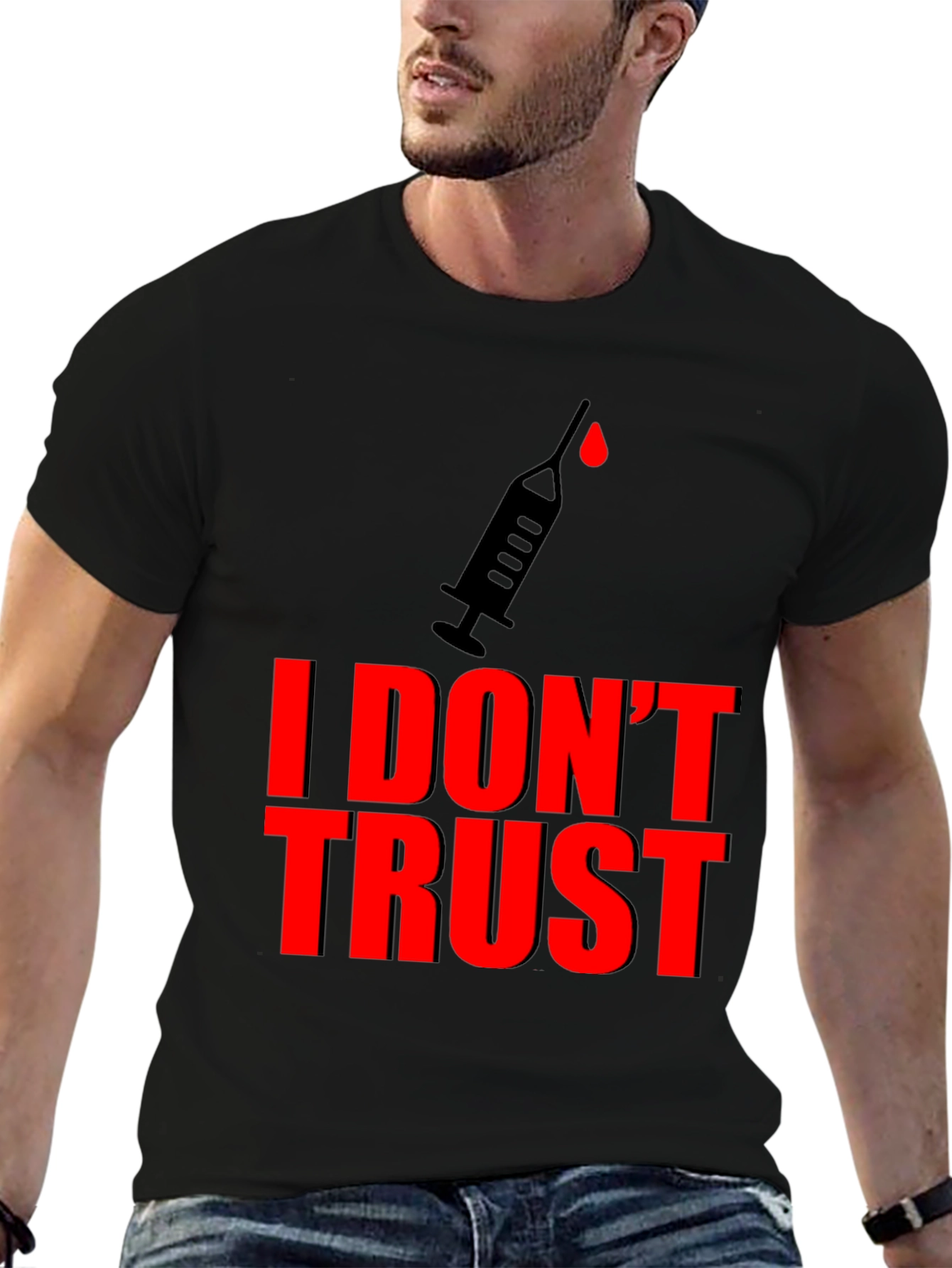 Black I Don't Trust Graphic Tee - Conspiracy Statement T-Shirt view 6