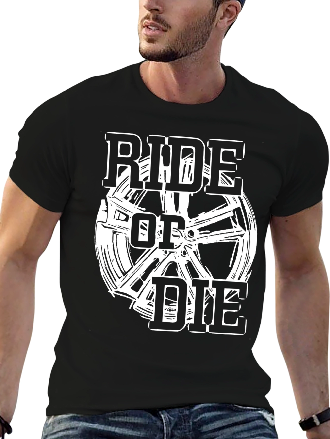 Black Ride or Die Graphic Tee - Black Cotton Blend view 6