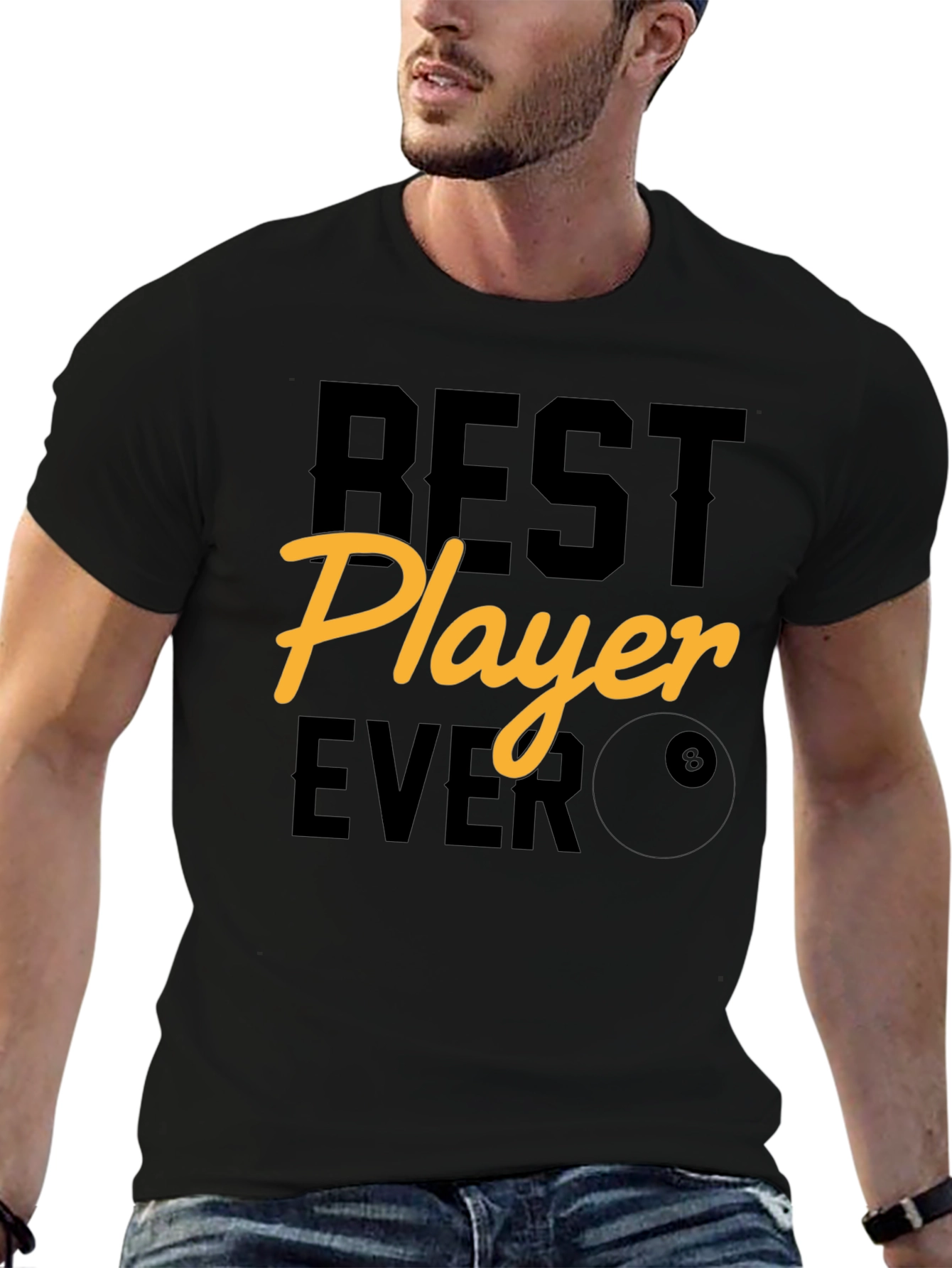 Black Best Player Ever Graphic Tee - Billiards T-Shirt view 6