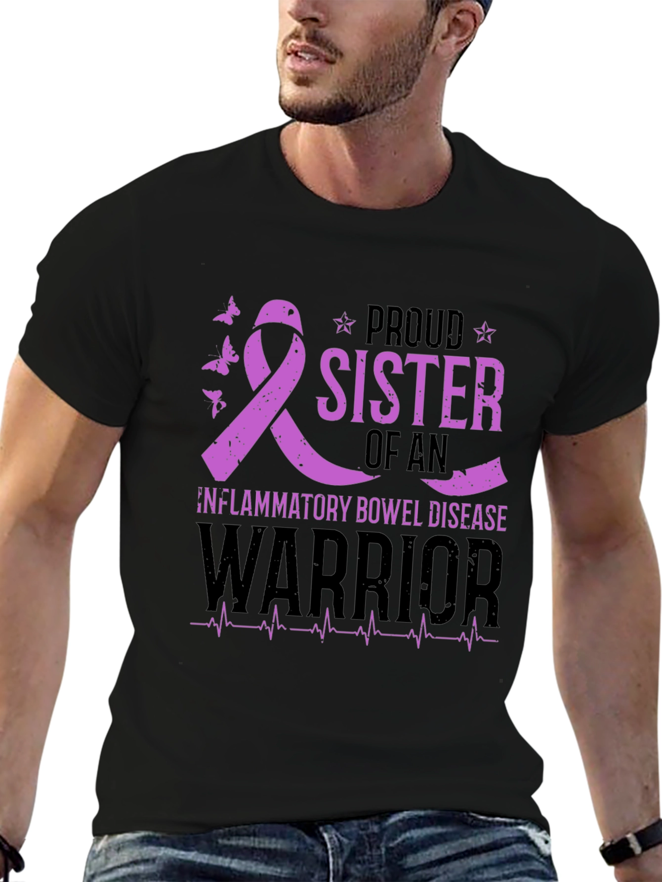 Black Proud Sister Inflammatory Bowel Disease Awareness T-Shirt view 6