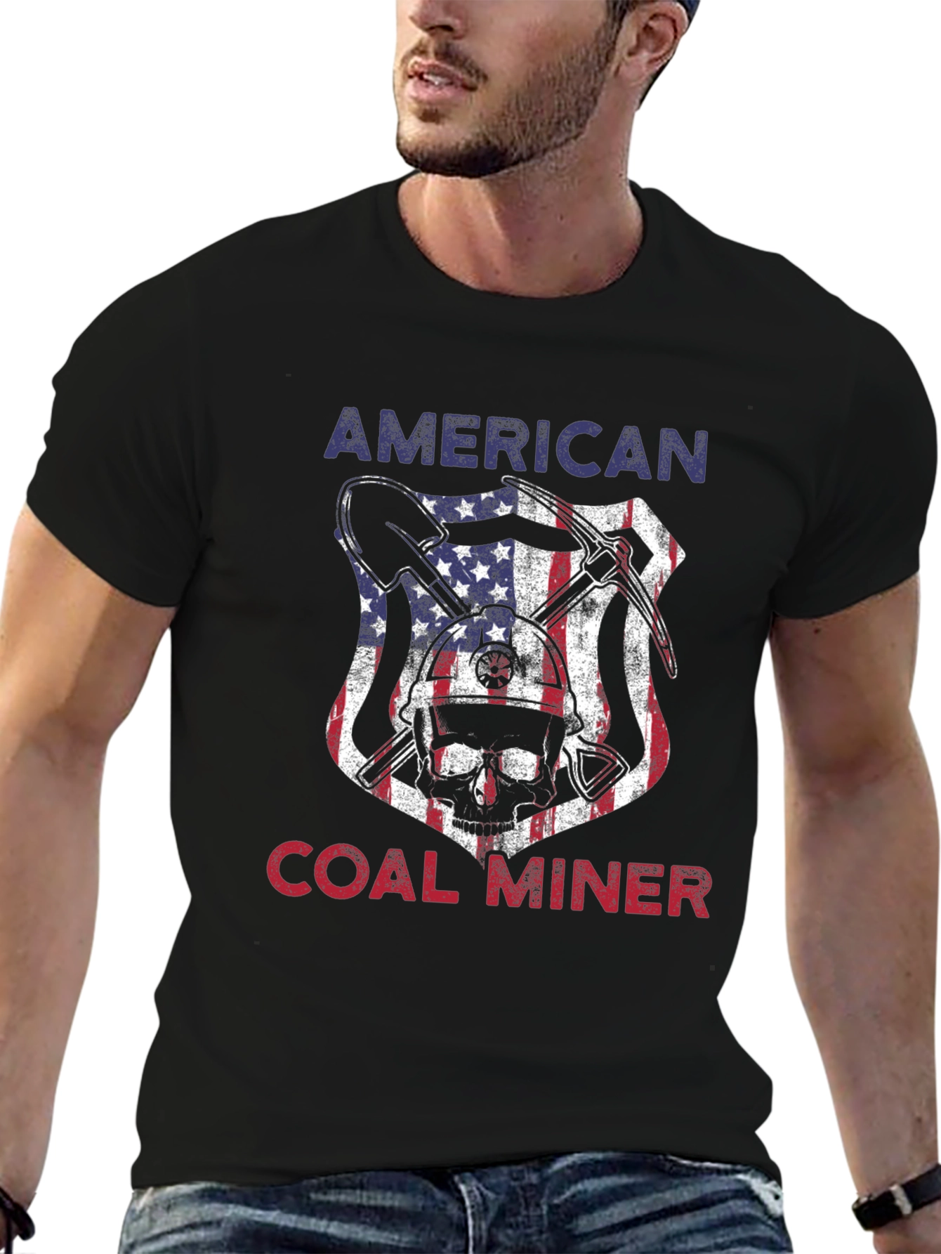Black American Coal Miner Graphic Tee view 6