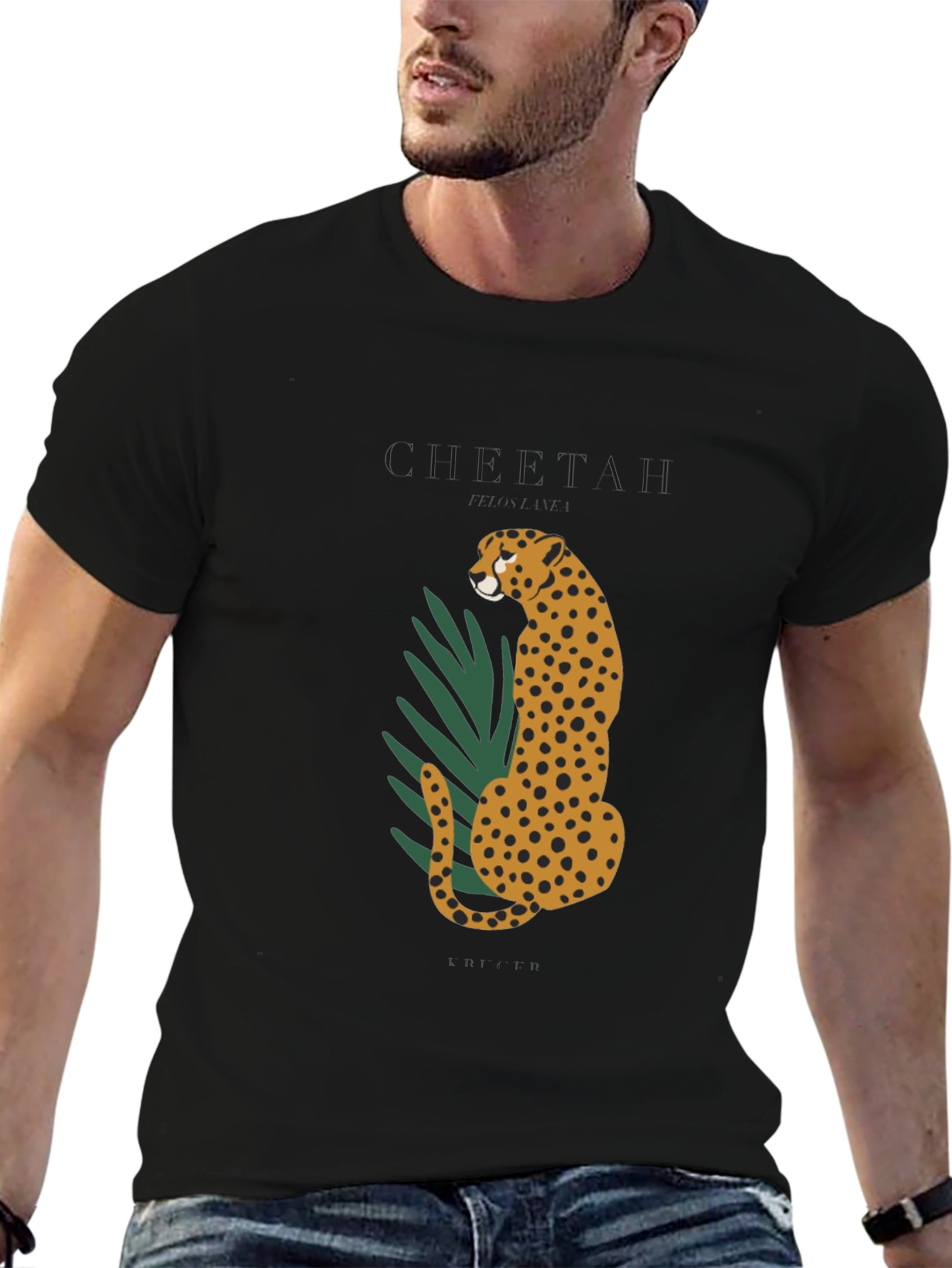 Black Cheetah Graphic Black T-Shirt view 6