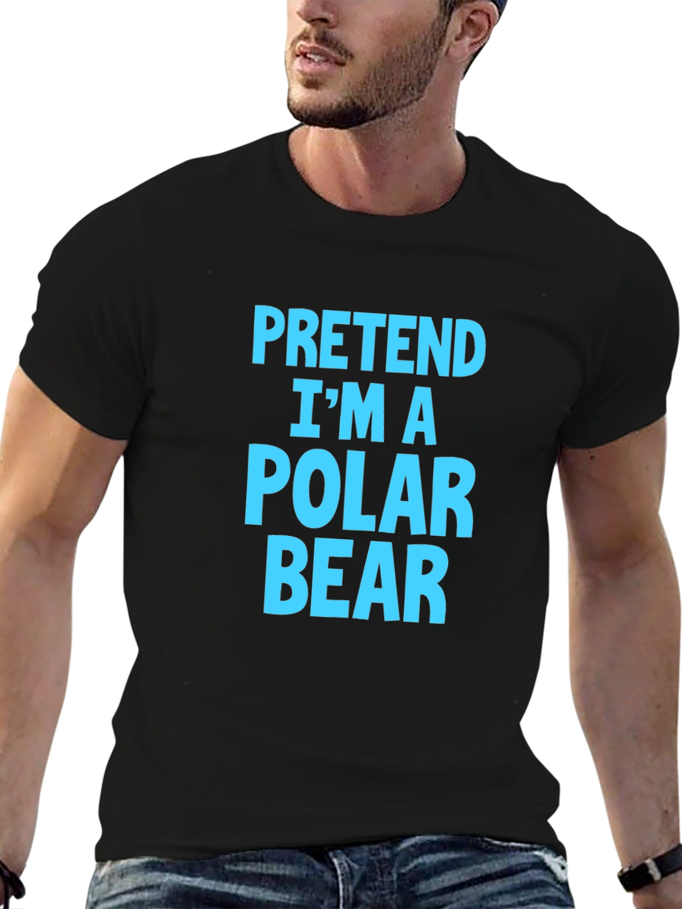 Black Pretend I'm A Polar Bear T-Shirt Funny Costume Tee view 6