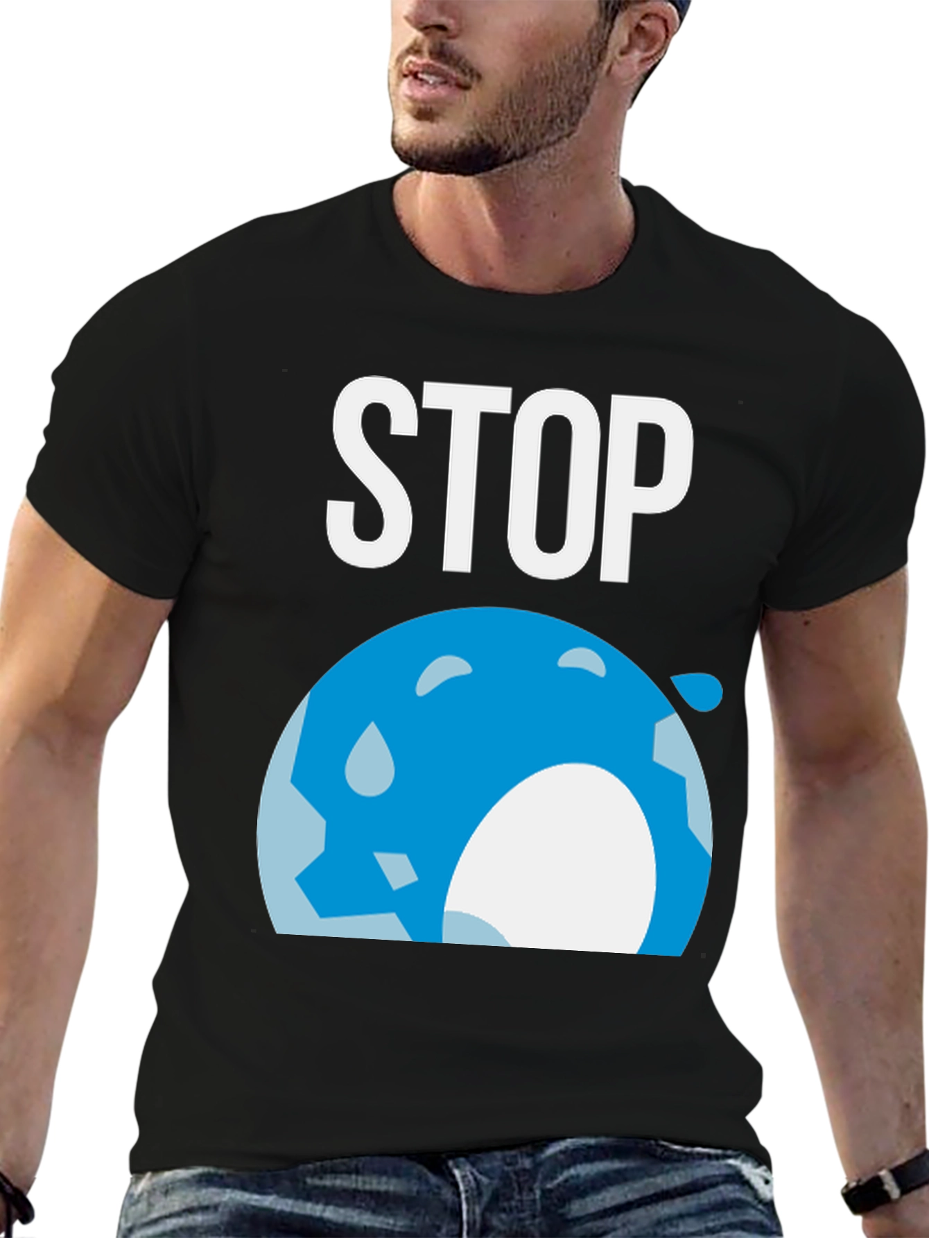 Black Stop Global Warming Graphic T-Shirt view 6