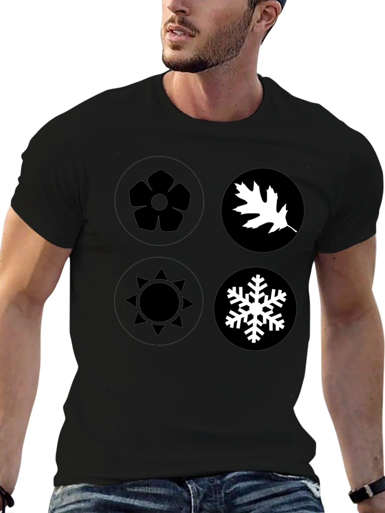 Seasons Graphic Tee - Black Cotton Casual Wear - 6