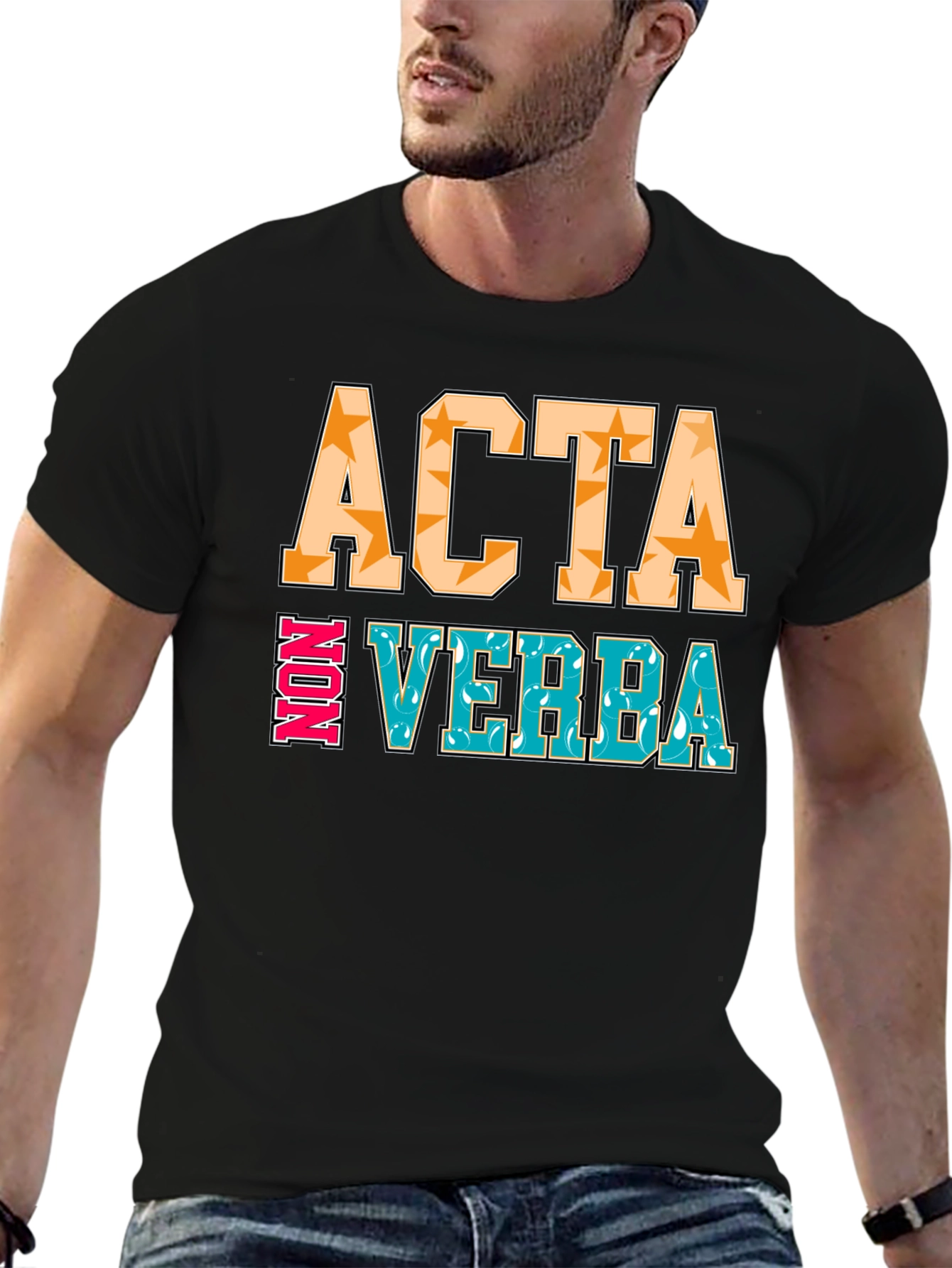 Black Acta Non Verba Graphic Tee - Action Over Words view 6