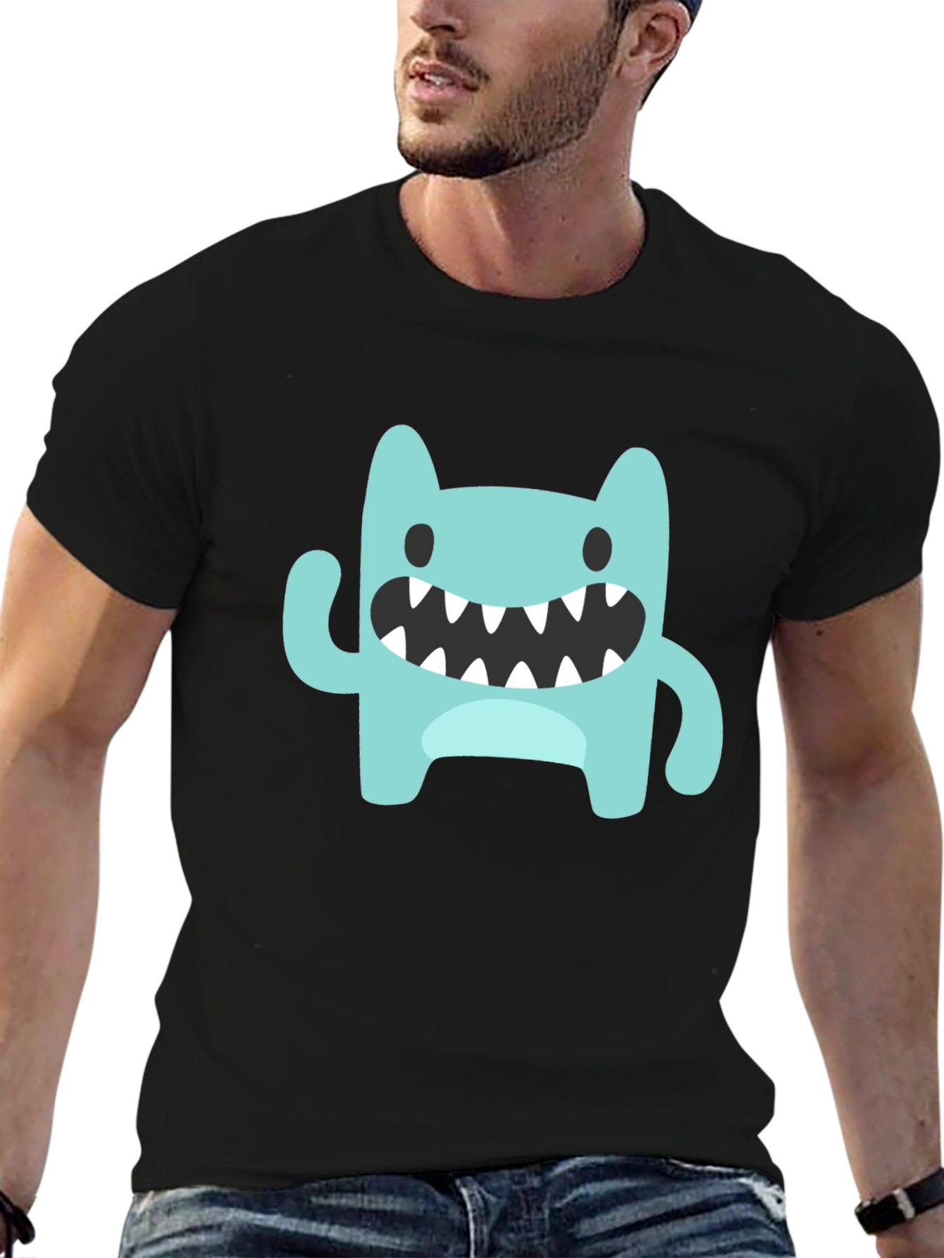 Black Monster Graphic Black Tee | Fun Casual Wear view 6