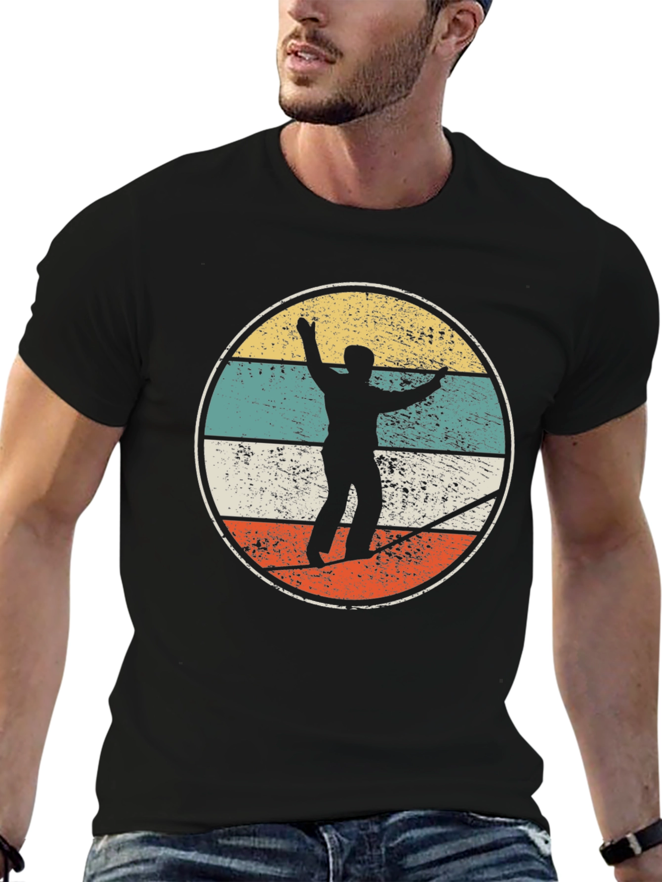Black Retro Slackline T-Shirt view 6