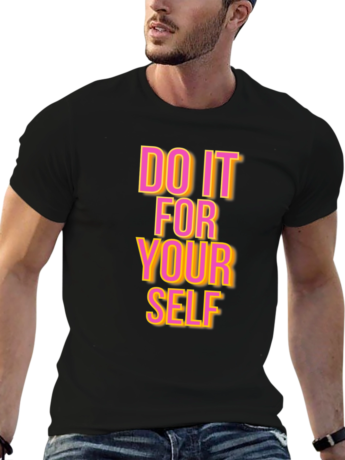 Black Motivational Graphic Tee: Do It For Yourself T-Shirt view 6
