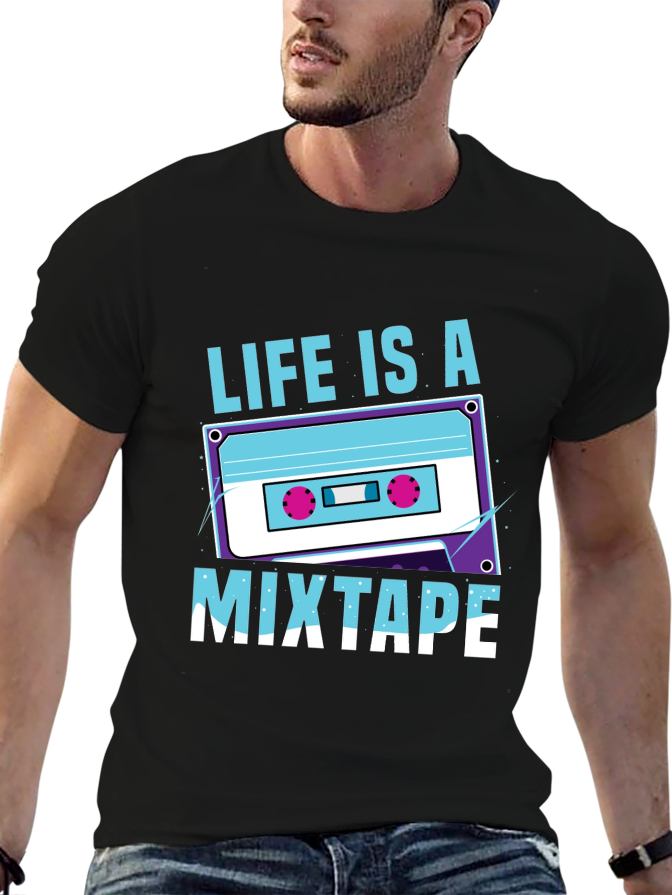 Black Life Is A Mixtape Graphic Tee - Retro Style view 6