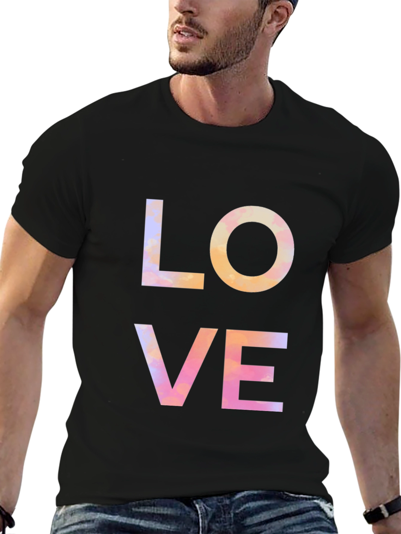Black LOVE Graphic Black T-Shirt view 6