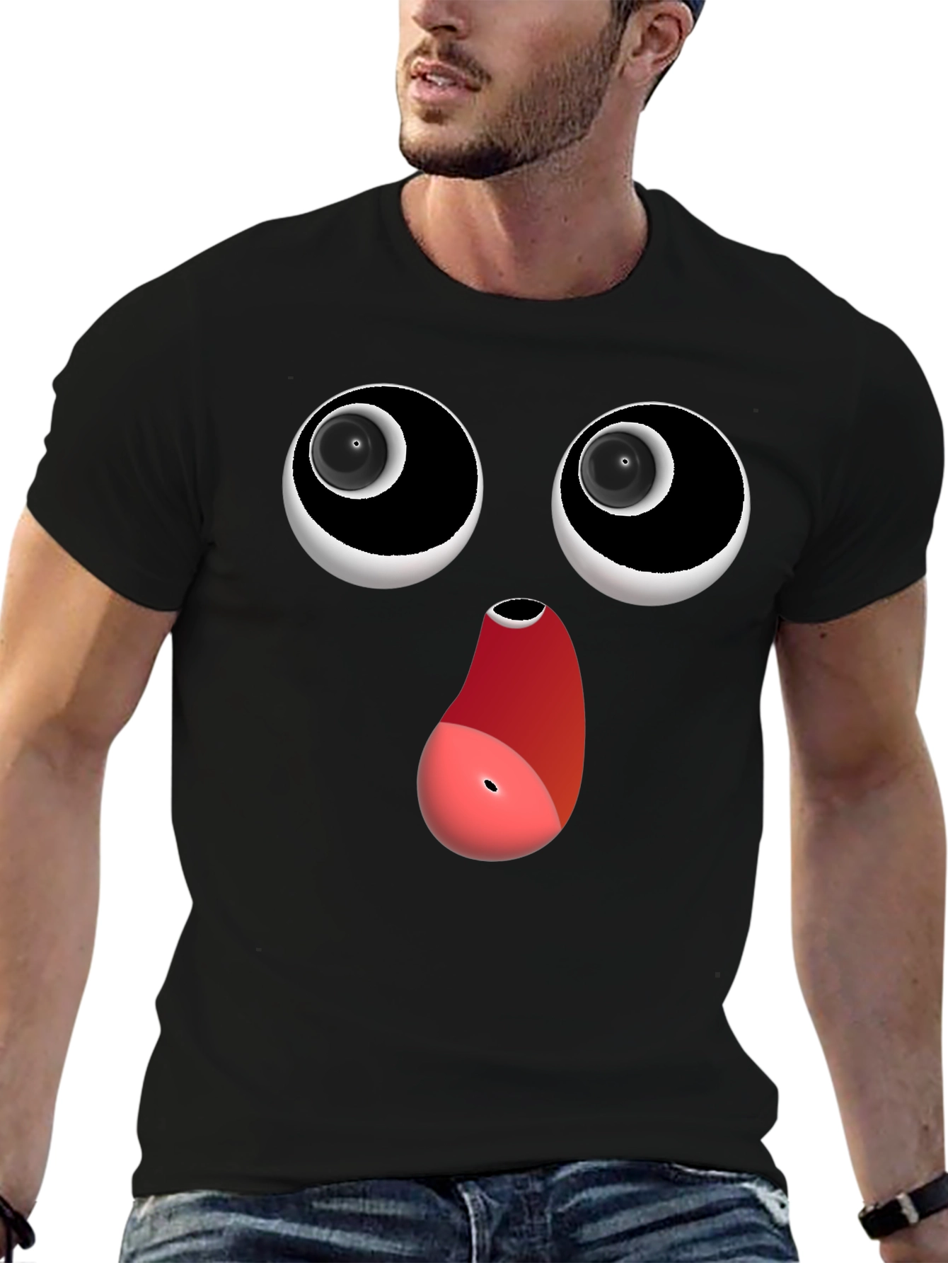 Black Funny Face Black T-Shirt view 6