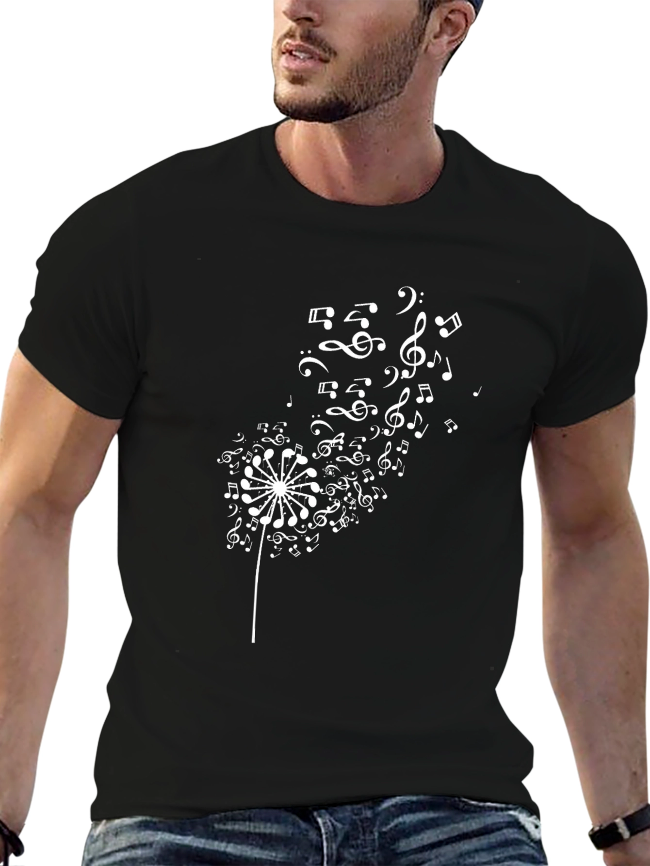 Black Musical Dandelion Black T-Shirt view 6