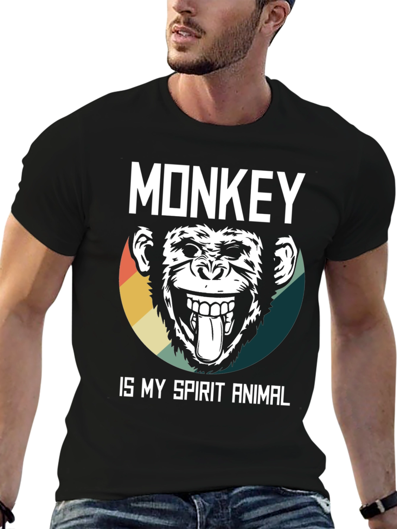 Black Monkey Spirit Animal Graphic Tee view 6