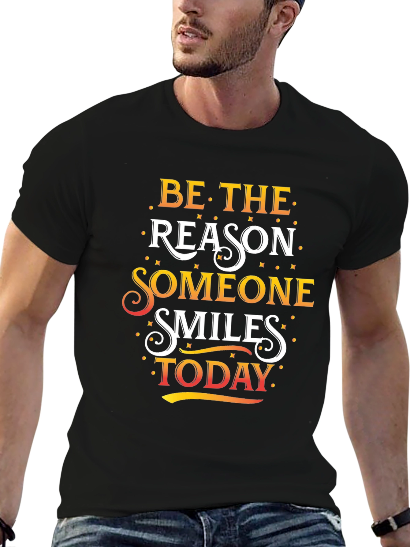 Black Inspirational Graphic Tee - Be The Reason Someone Smiles Today view 6