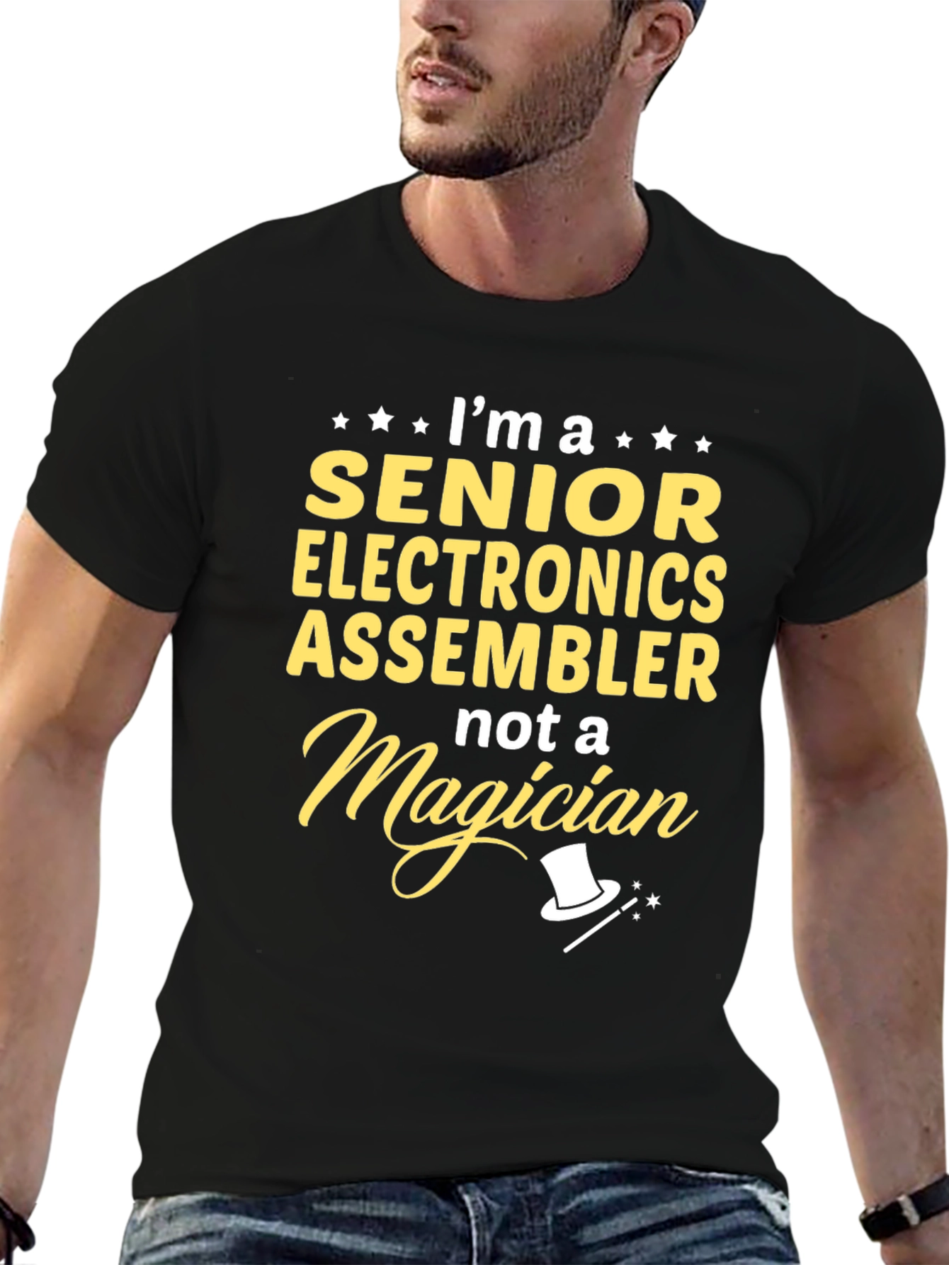 Black Senior Electronics Assembler T-Shirt - Funny Job Gift view 6