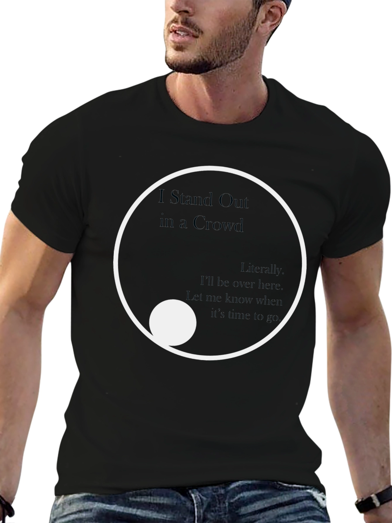 Black Stand Out in a Crowd Graphic Tee - Modern Yin Yang Design view 6