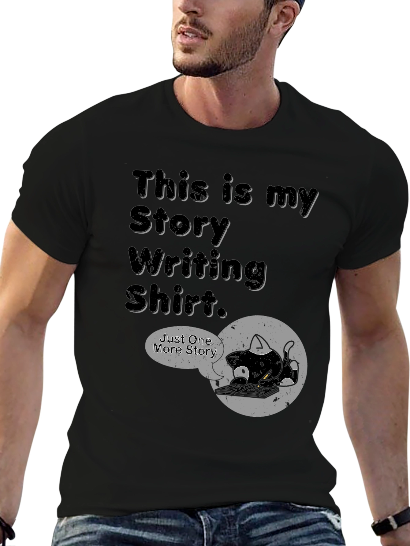 Black Story Writing Shirt - Just One More Story Tee view 6