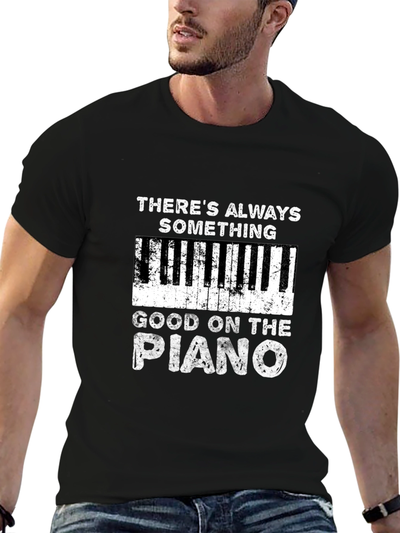 Black Piano Player T-Shirt - Always Something Good view 6