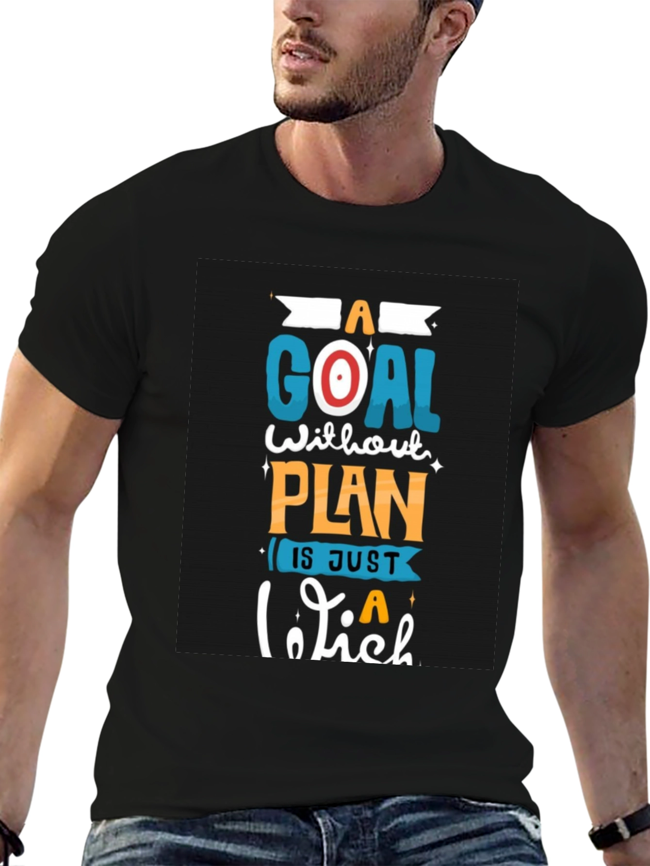Black Motivational Goal Plan Black T-Shirt view 6