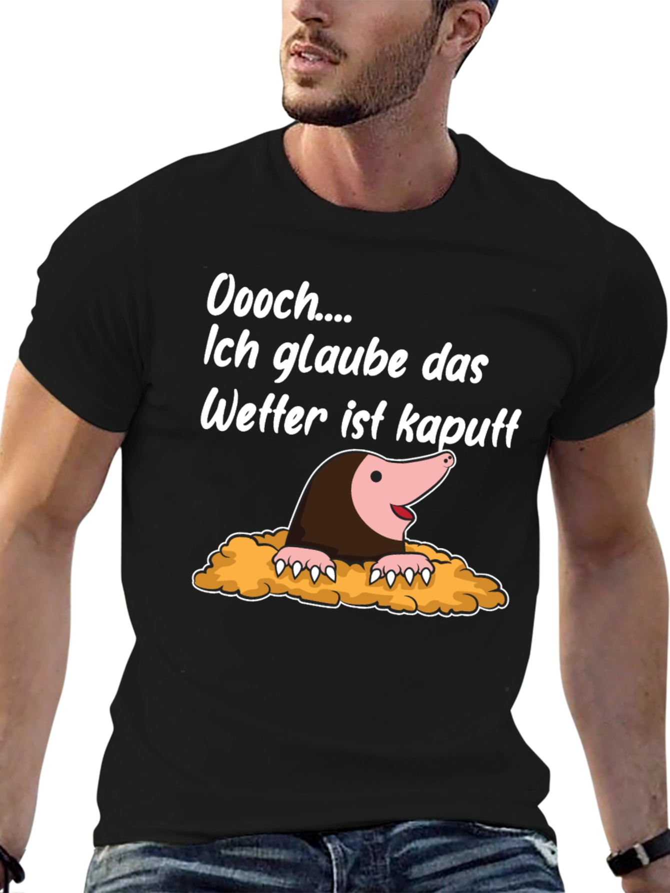 Black Funny Mole Weather Pun T-Shirt view 6