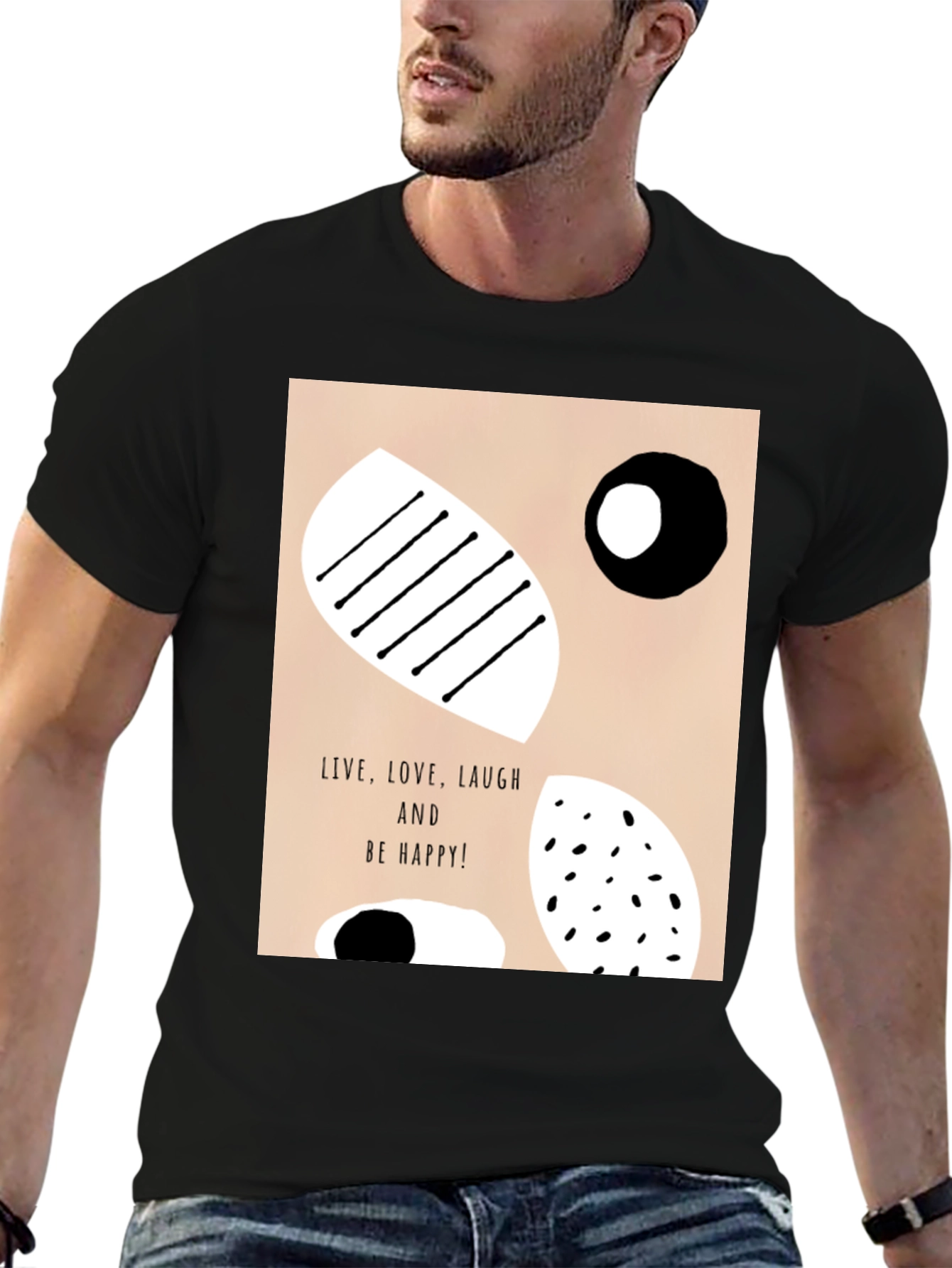 Black Abstract Graphic Print Black T-Shirt view 6