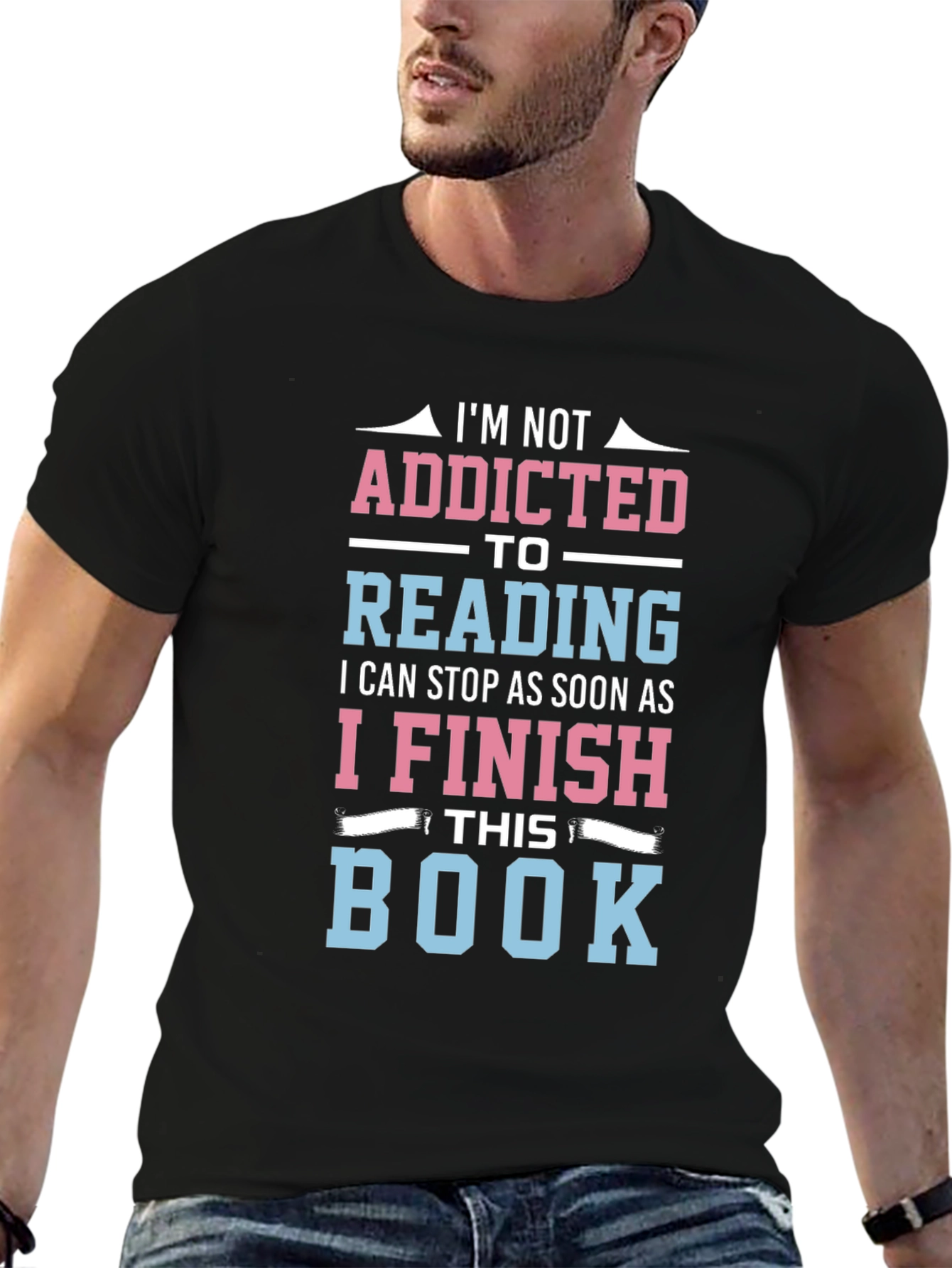 Black Funny Reading Addict T-Shirt: Just One More Chapter! view 6