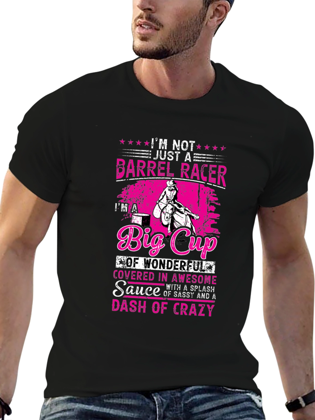 Black Barrel Racer Big Cup Graphic T-Shirt view 6