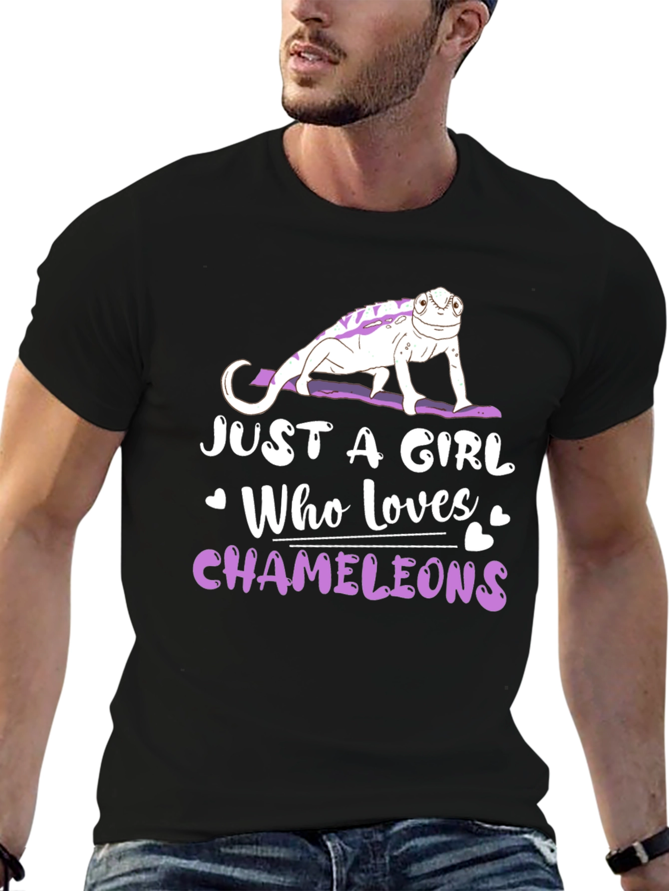 Black Just A Girl Who Loves Chameleons T-Shirt view 6
