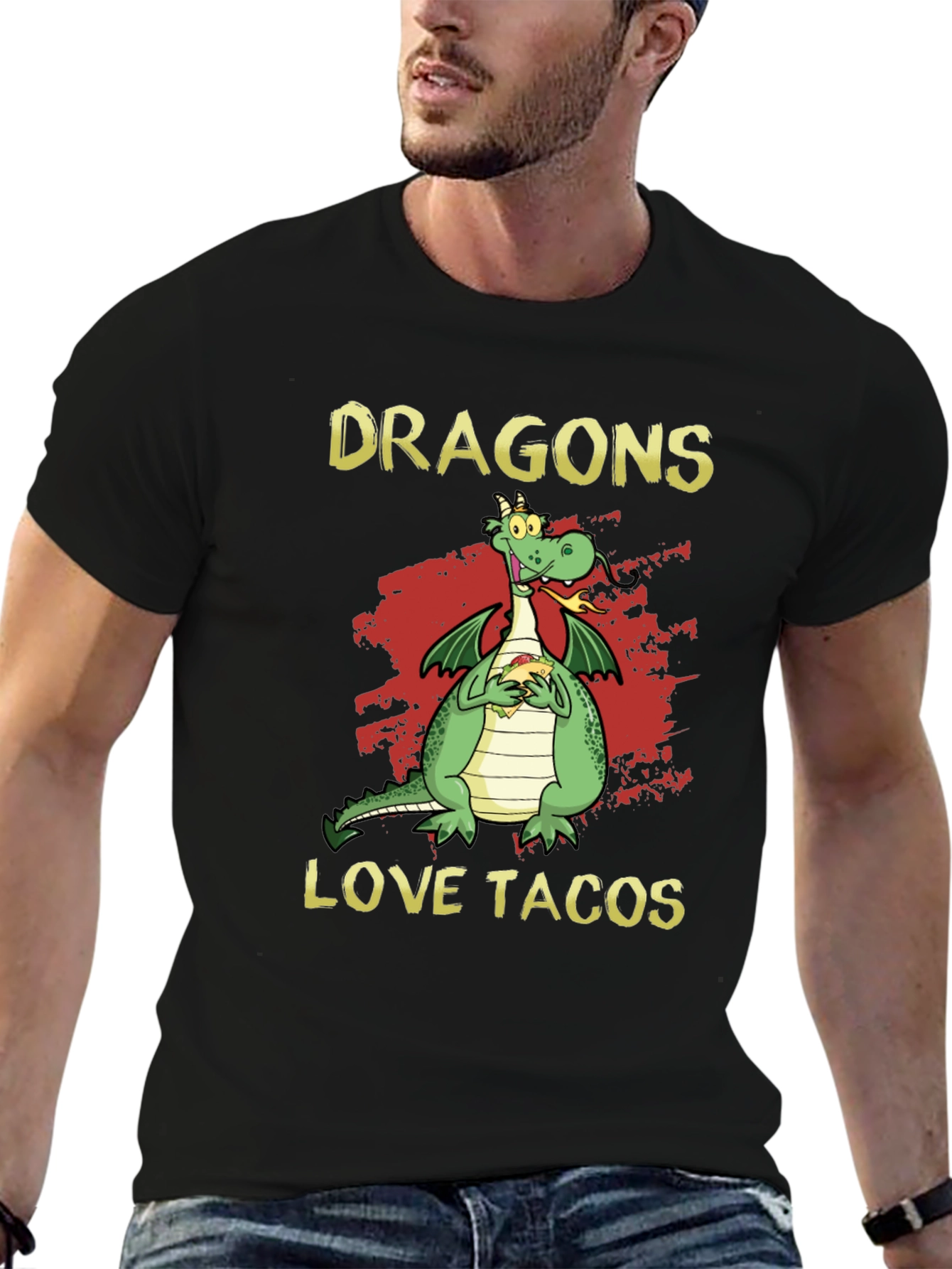 Black Dragons Love Tacos Graphic T-Shirt view 6