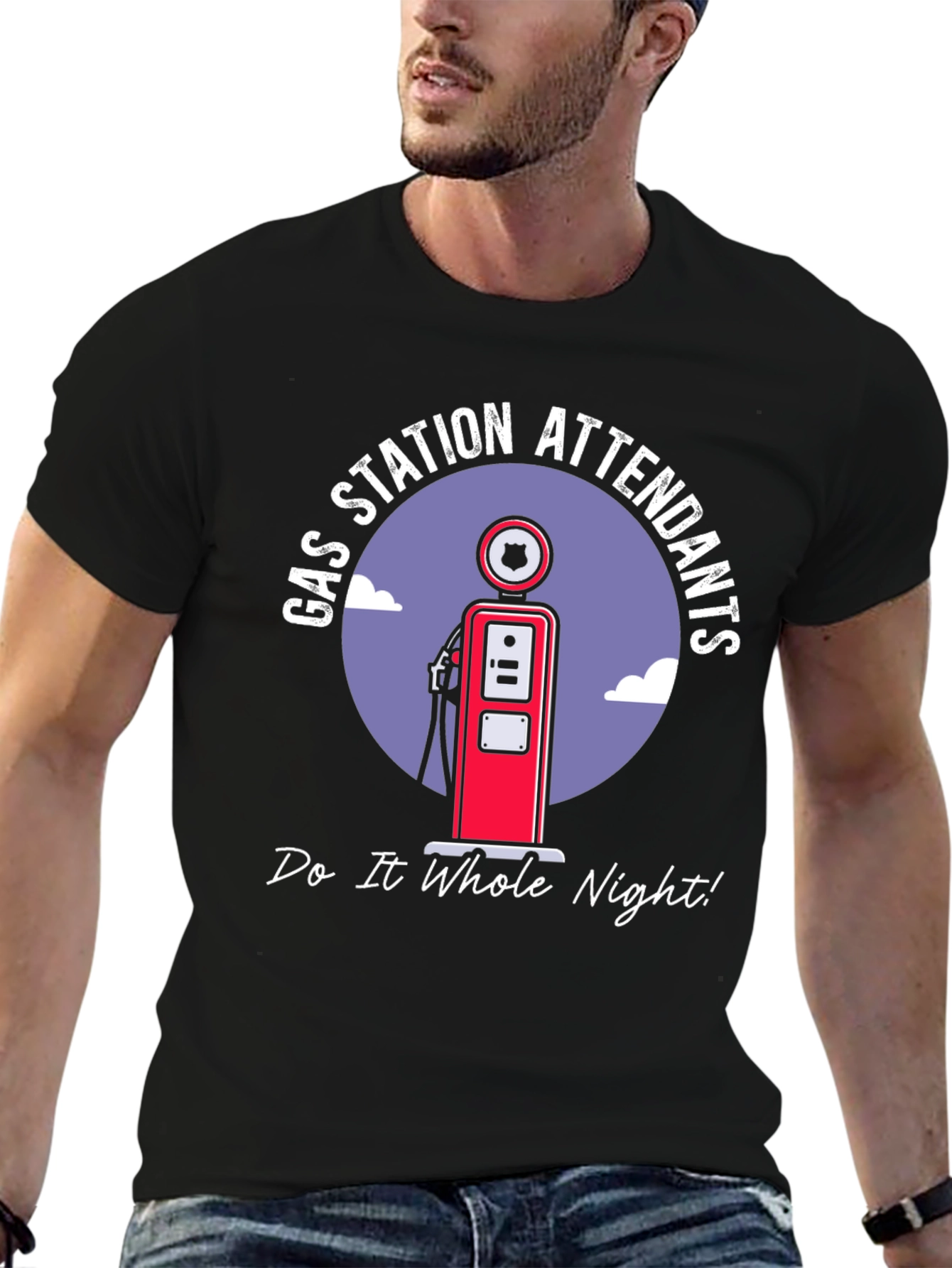 Black Gas Station Attendants T-Shirt view 6