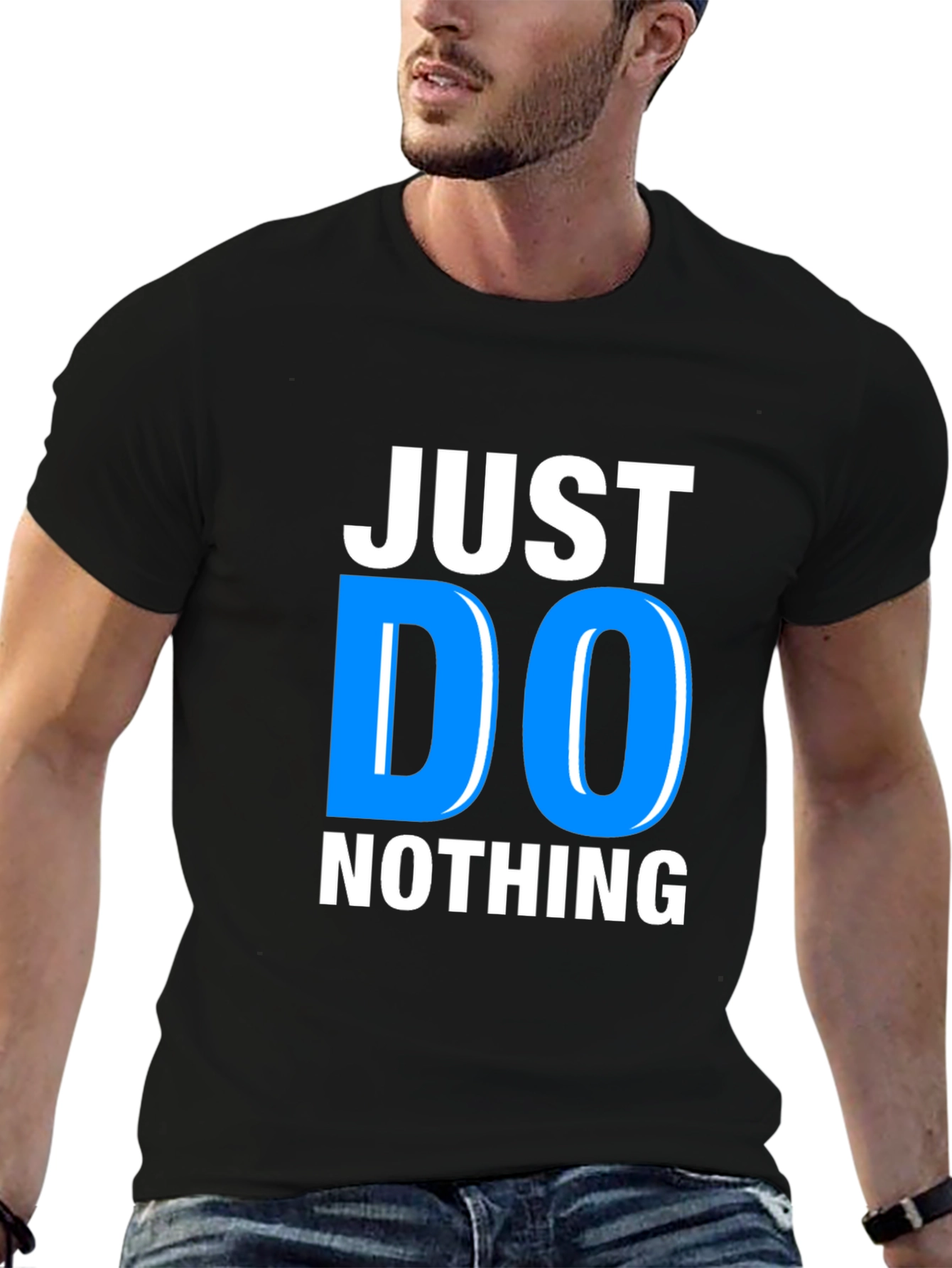 Black Just Do Nothing Graphic Tee - Relaxed Fit Cotton T-Shirt view 6