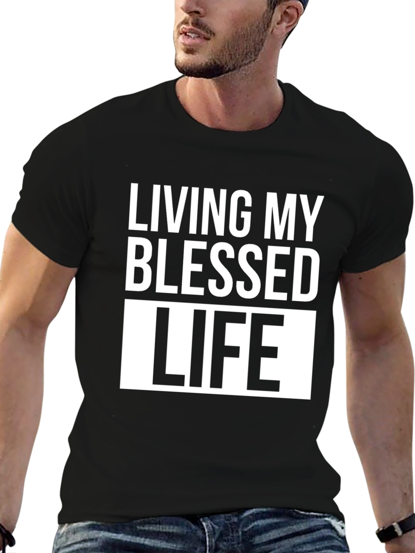 Black Living My Blessed Life T-Shirt - Black view 6