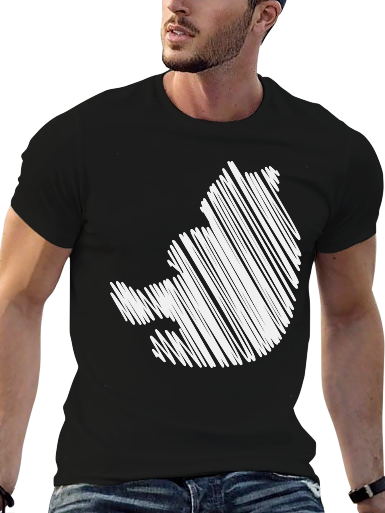 Black Scribble Bear Graphic Tee - Casual Comfort view 6