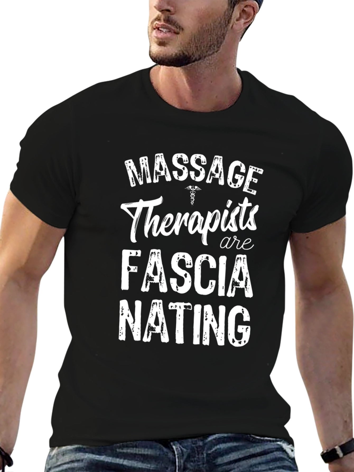 Black Massage Therapist Fascia-nating T-Shirt view 6