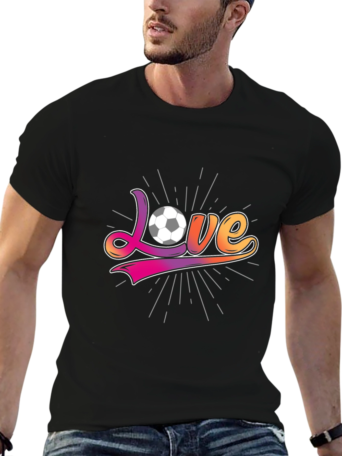 Black Soccer Love Graphic T-Shirt view 6