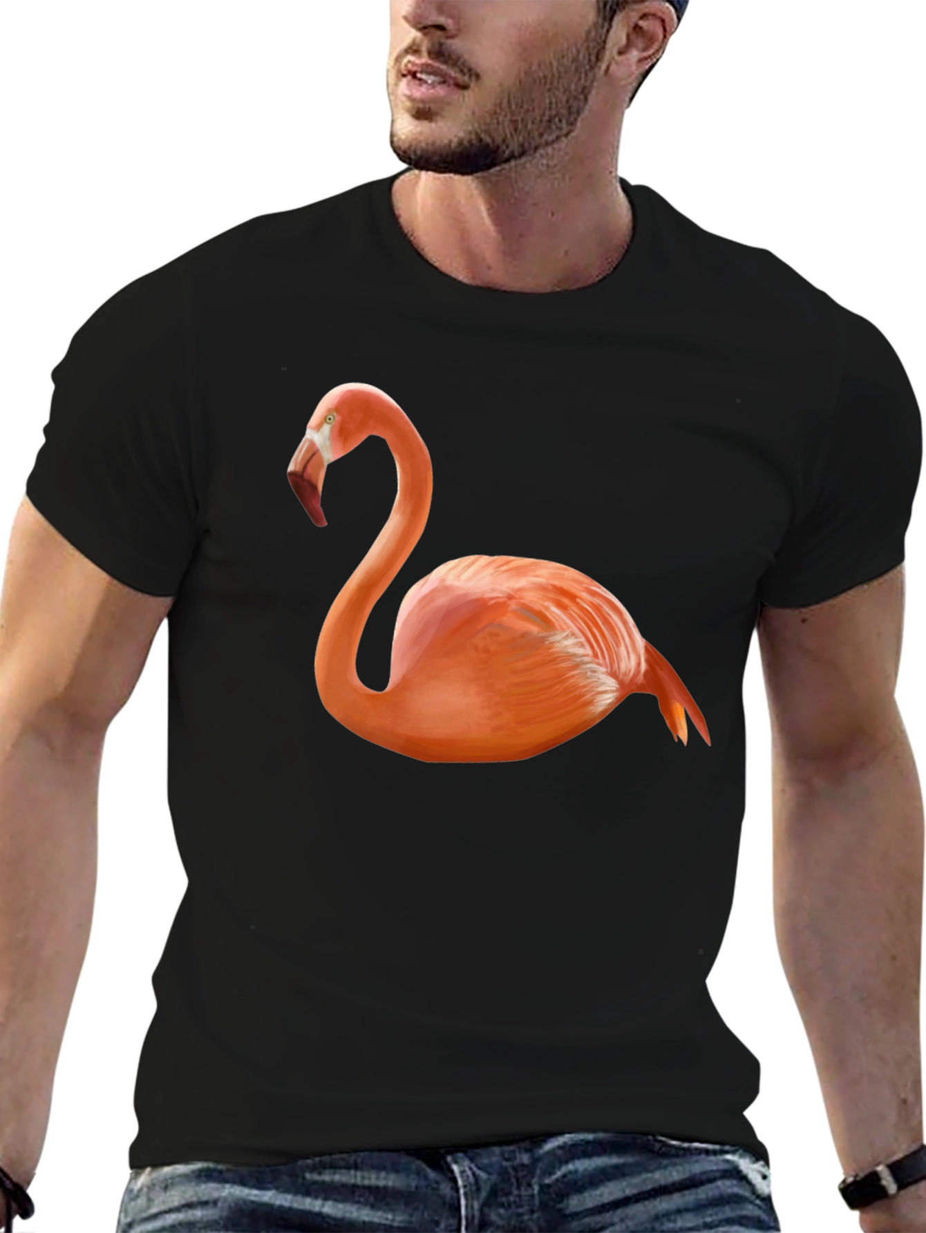 Black Flamingo Graphic Tee - Classic Black T-Shirt view 6