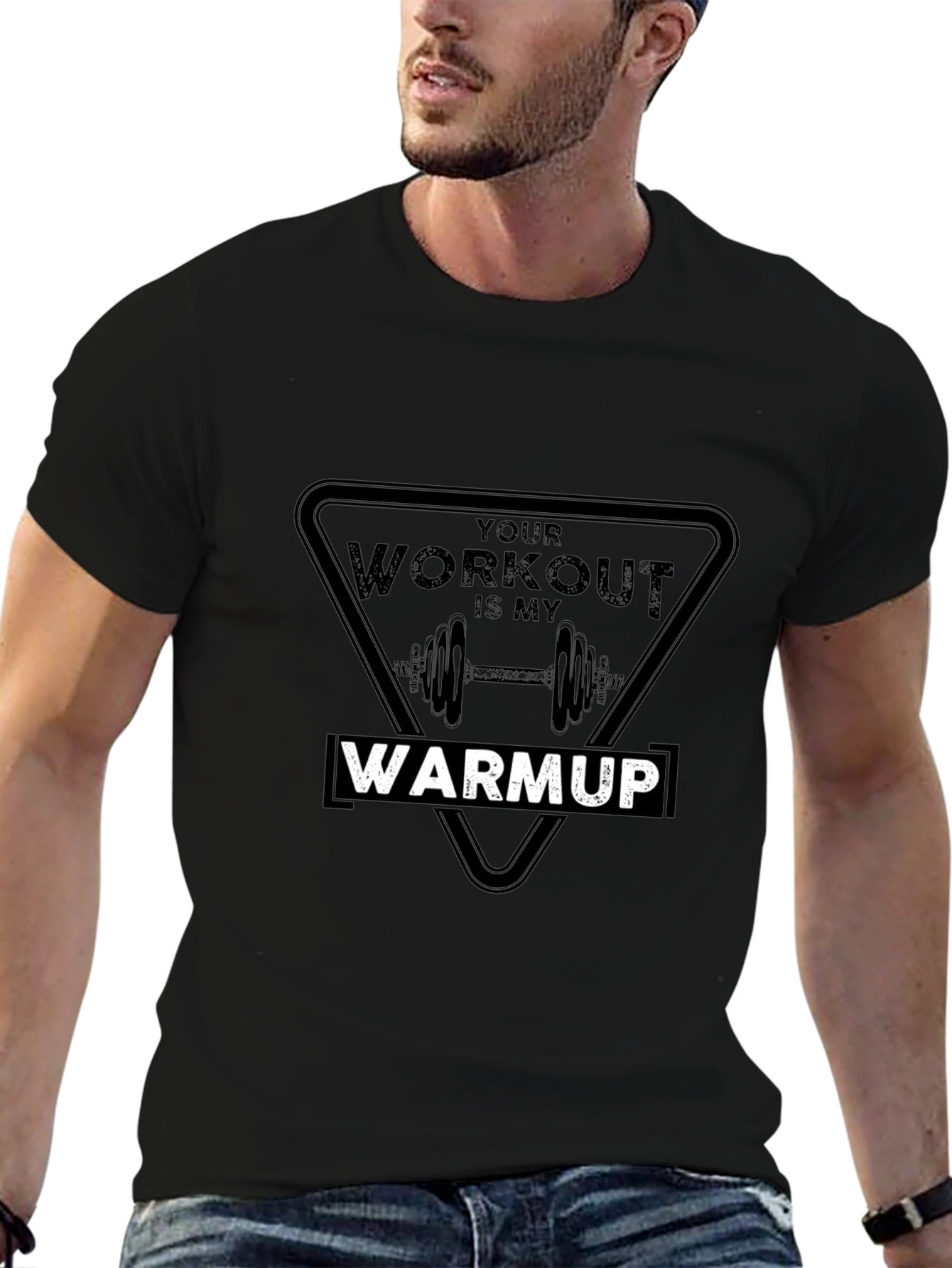 Black Workout Warmup T-Shirt: Gym Humor Tee view 6
