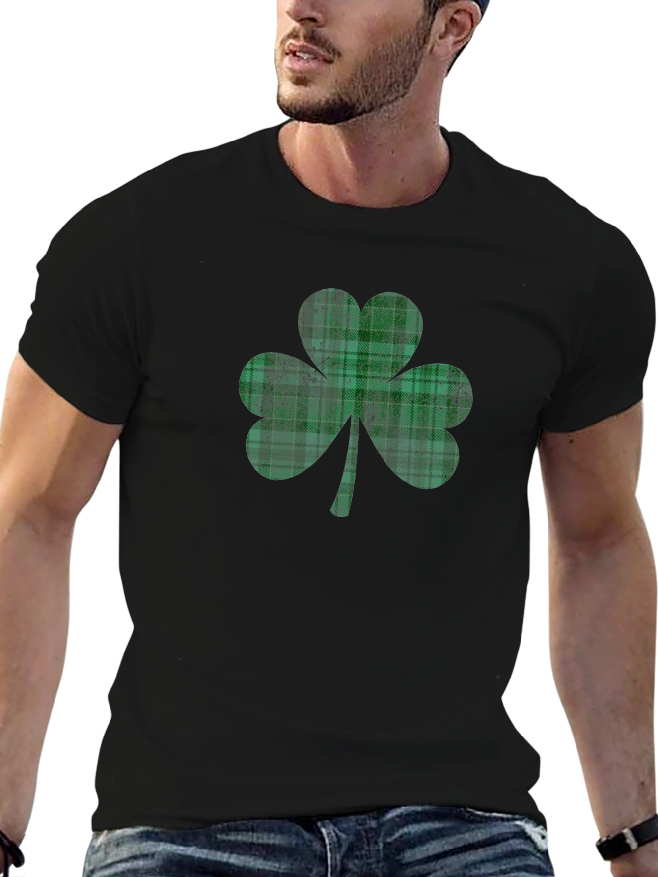Black Plaid Shamrock T-Shirt - St. Patrick's Day Apparel view 6