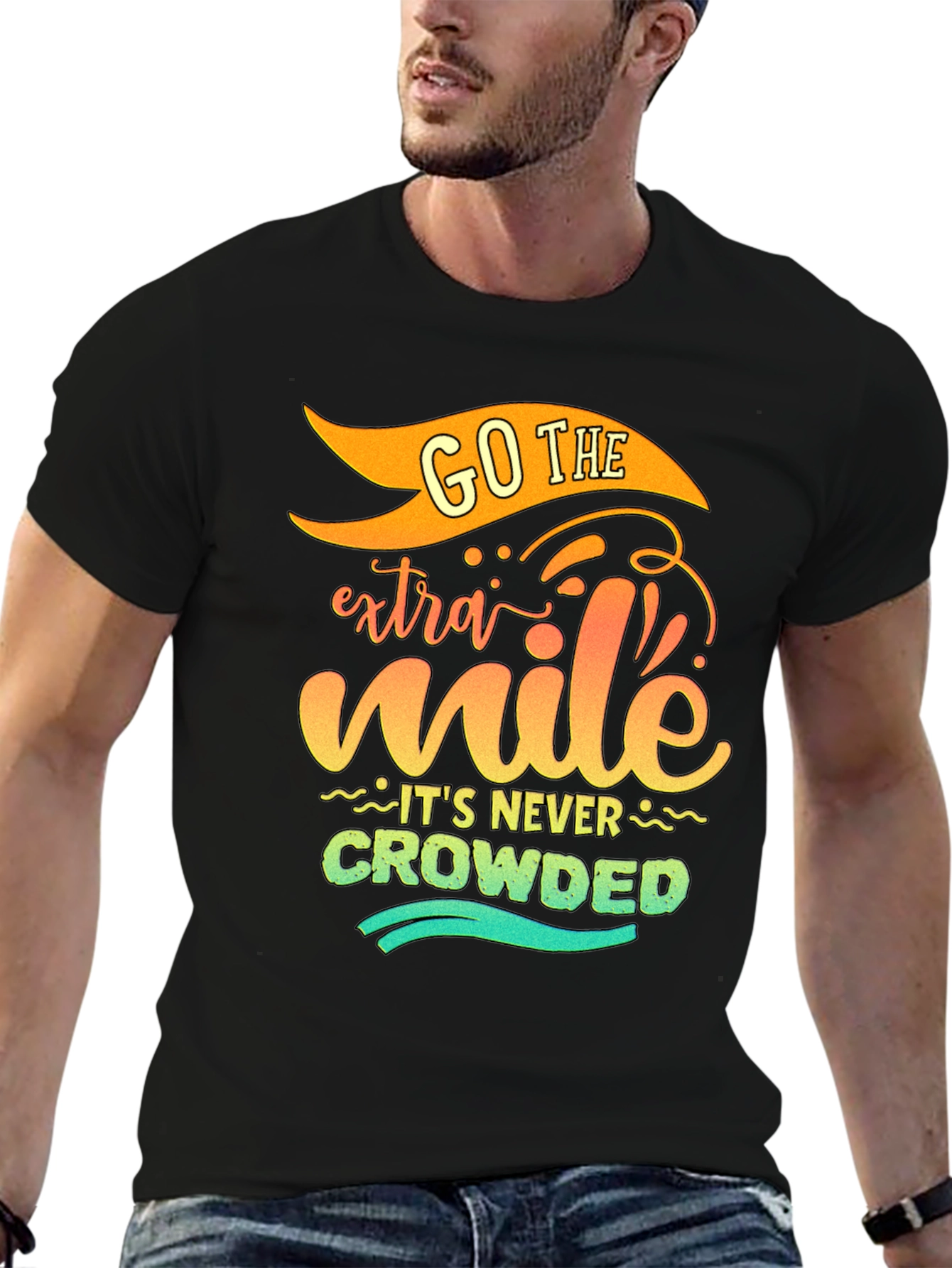 Black Go The Extra Mile - Graphic Tee view 6