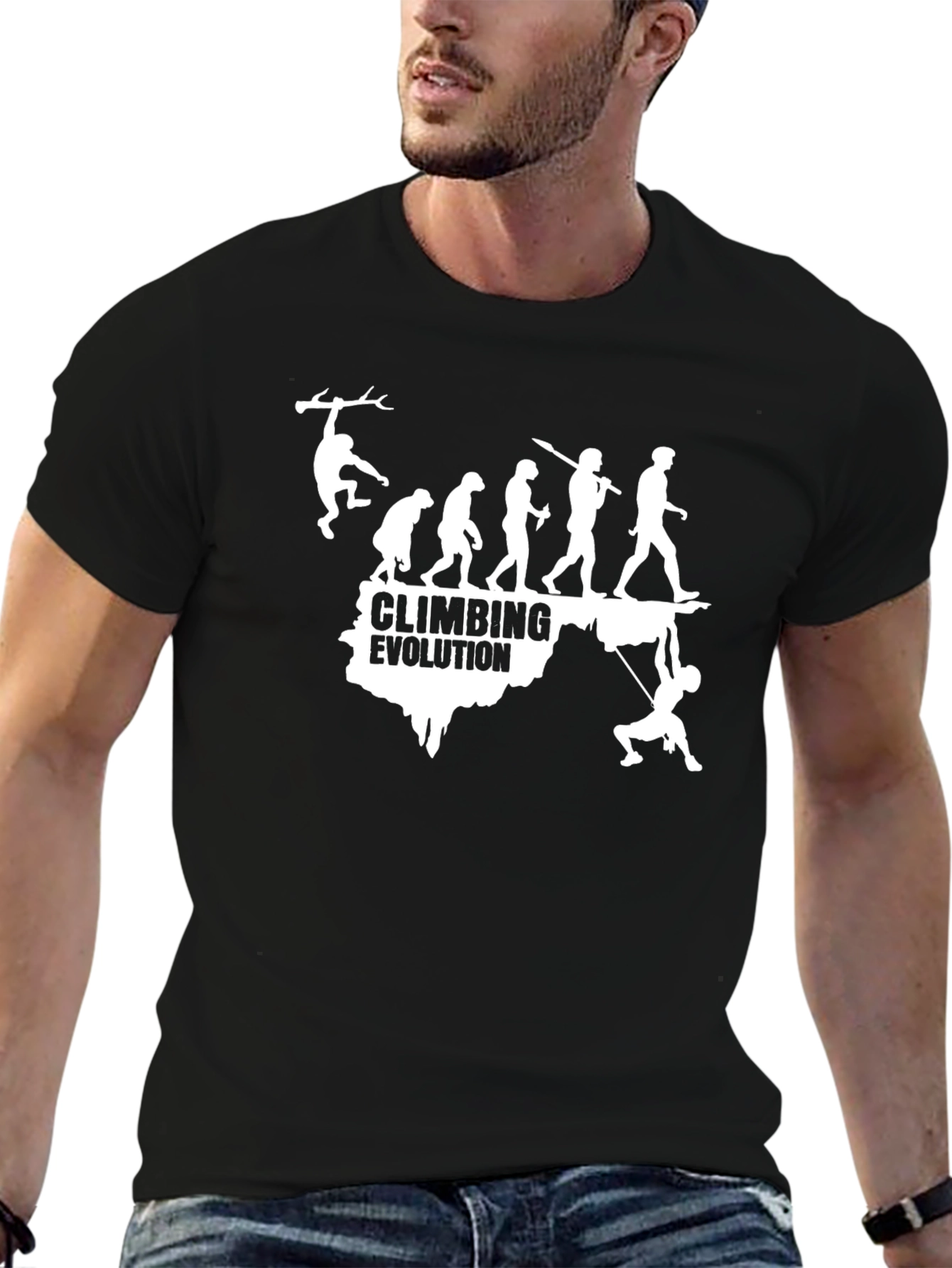 Black Climbing Evolution T-Shirt - Funny Climber Tee view 6