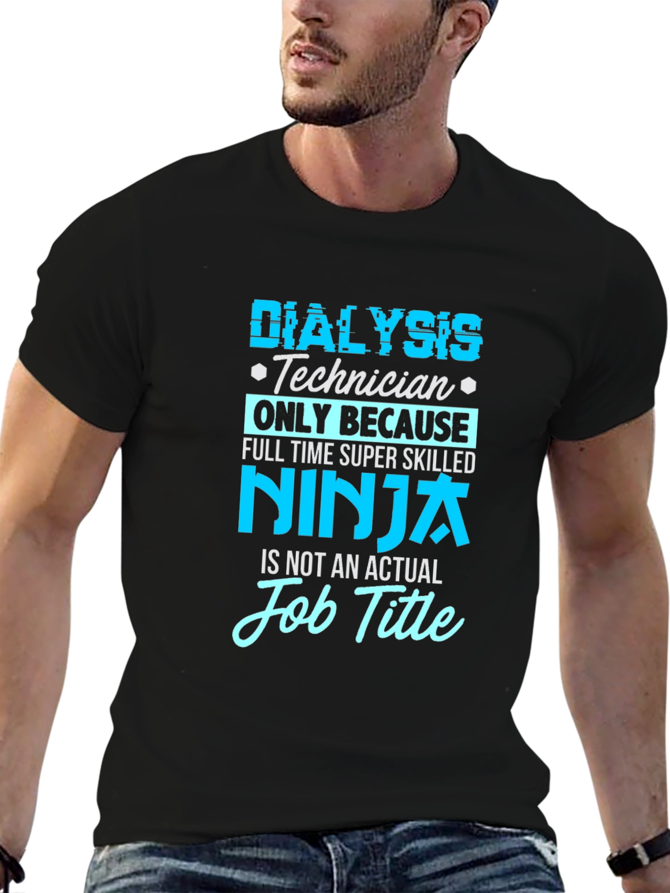 Black Dialysis Technician Ninja T-Shirt view 6