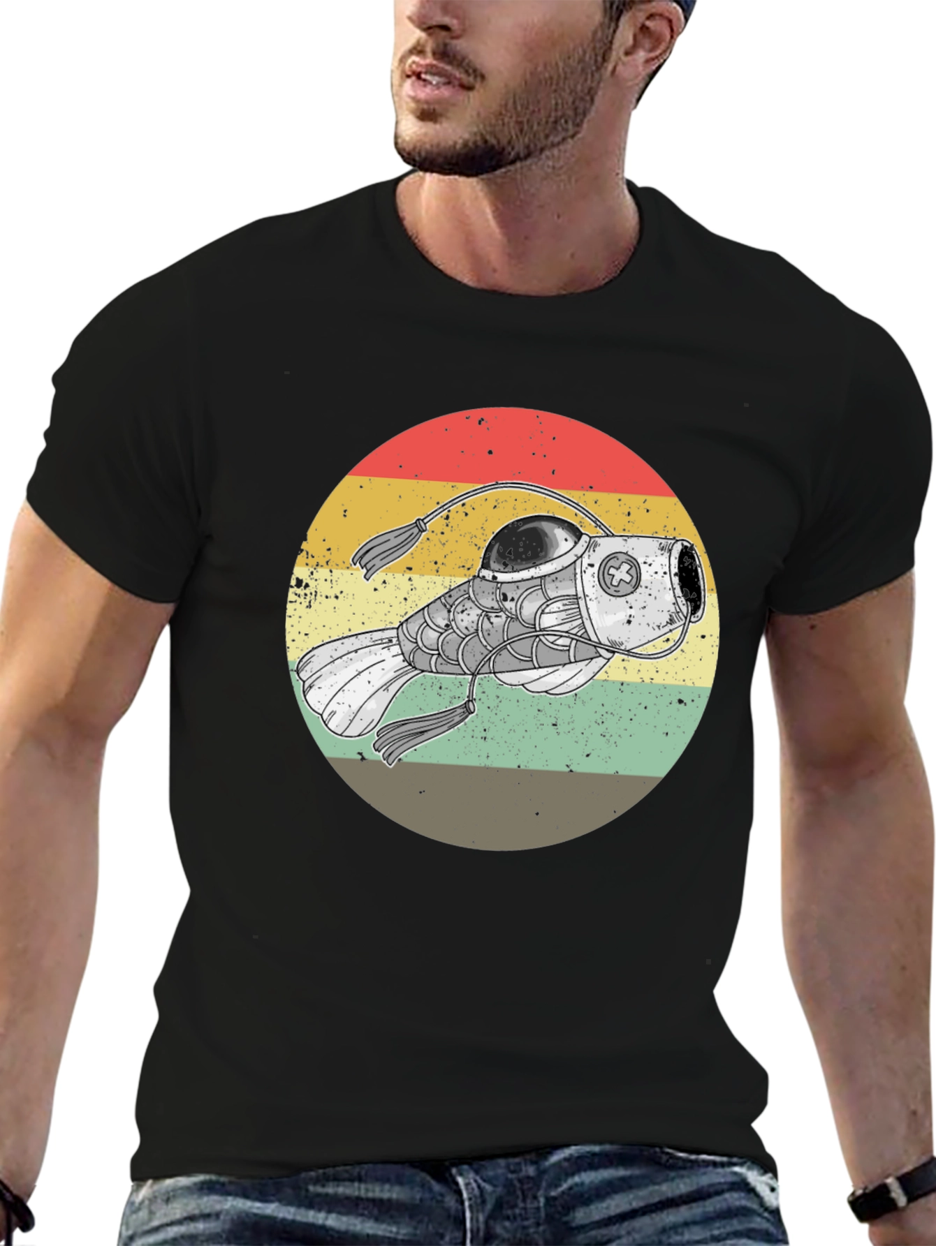 Black Retro Angler Fish Graphic Tee - Black view 6