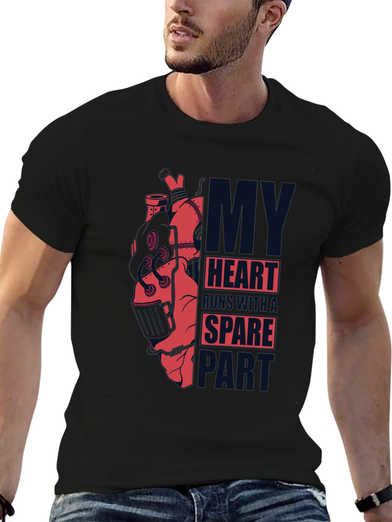Black Steampunk Heart T-Shirt - Dark Graphic Tee view 6