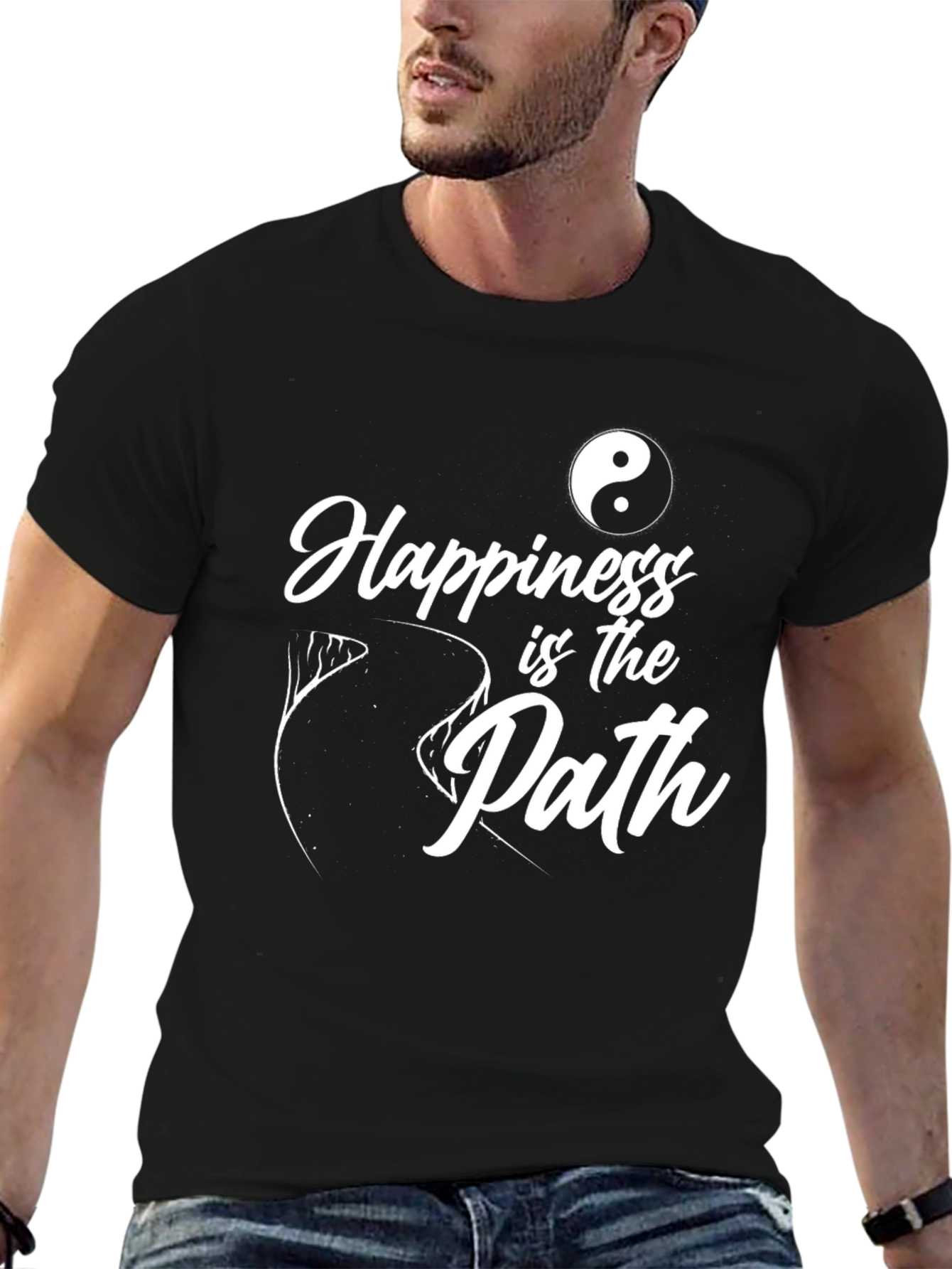 Black Happiness is the Path Graphic Tee view 6