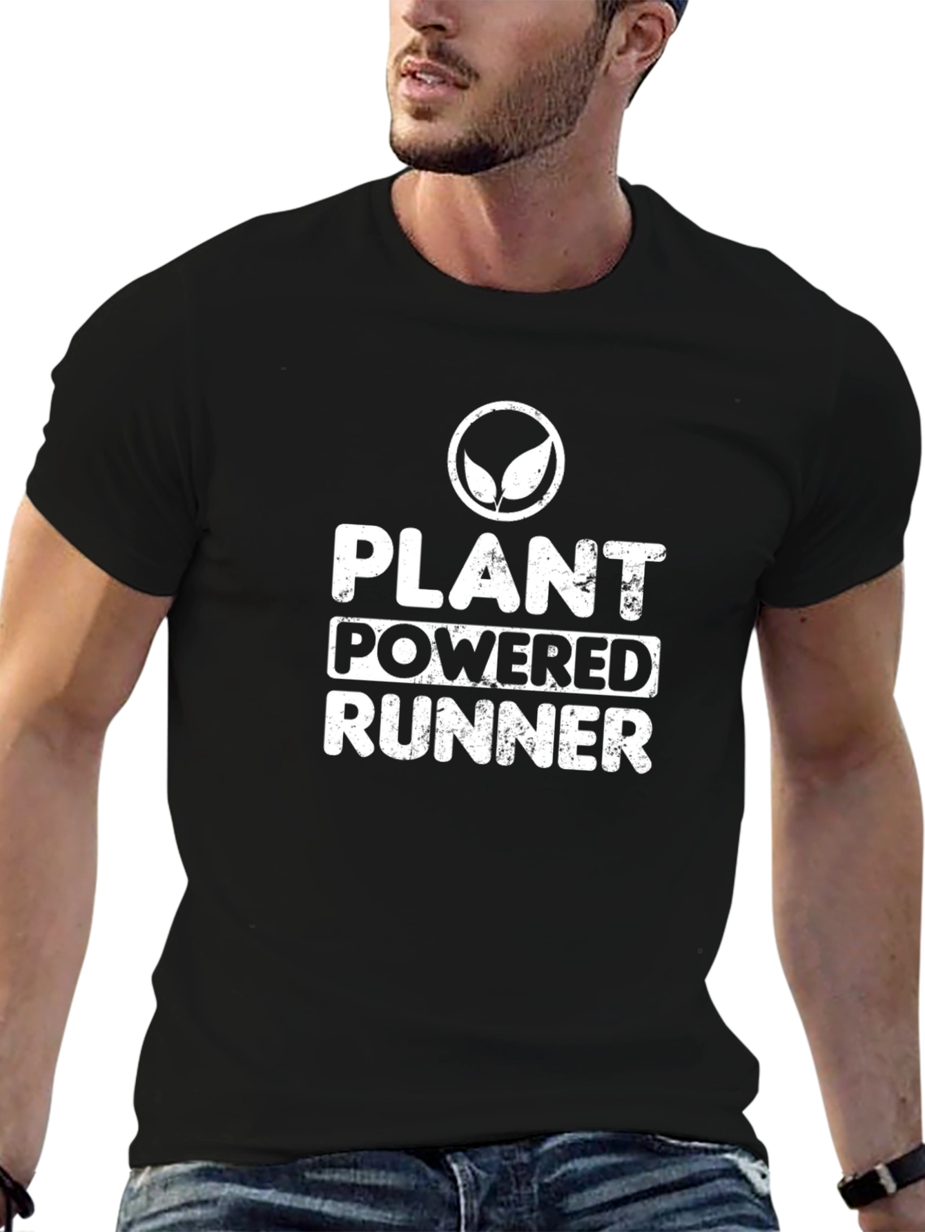 Black Plant Powered Runner Graphic T-Shirt view 6