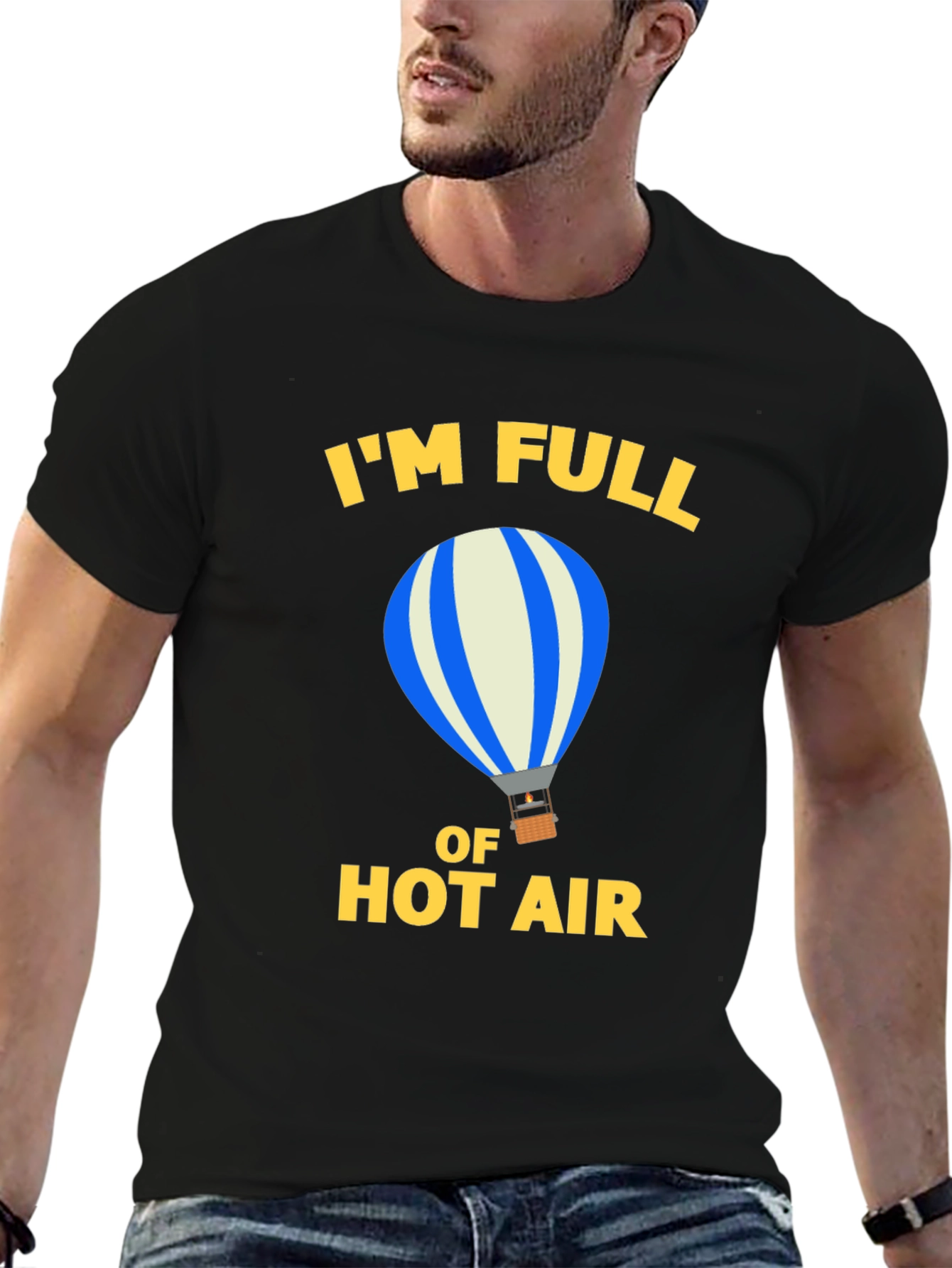 Black Funny Hot Air Balloon Graphic Tee view 6